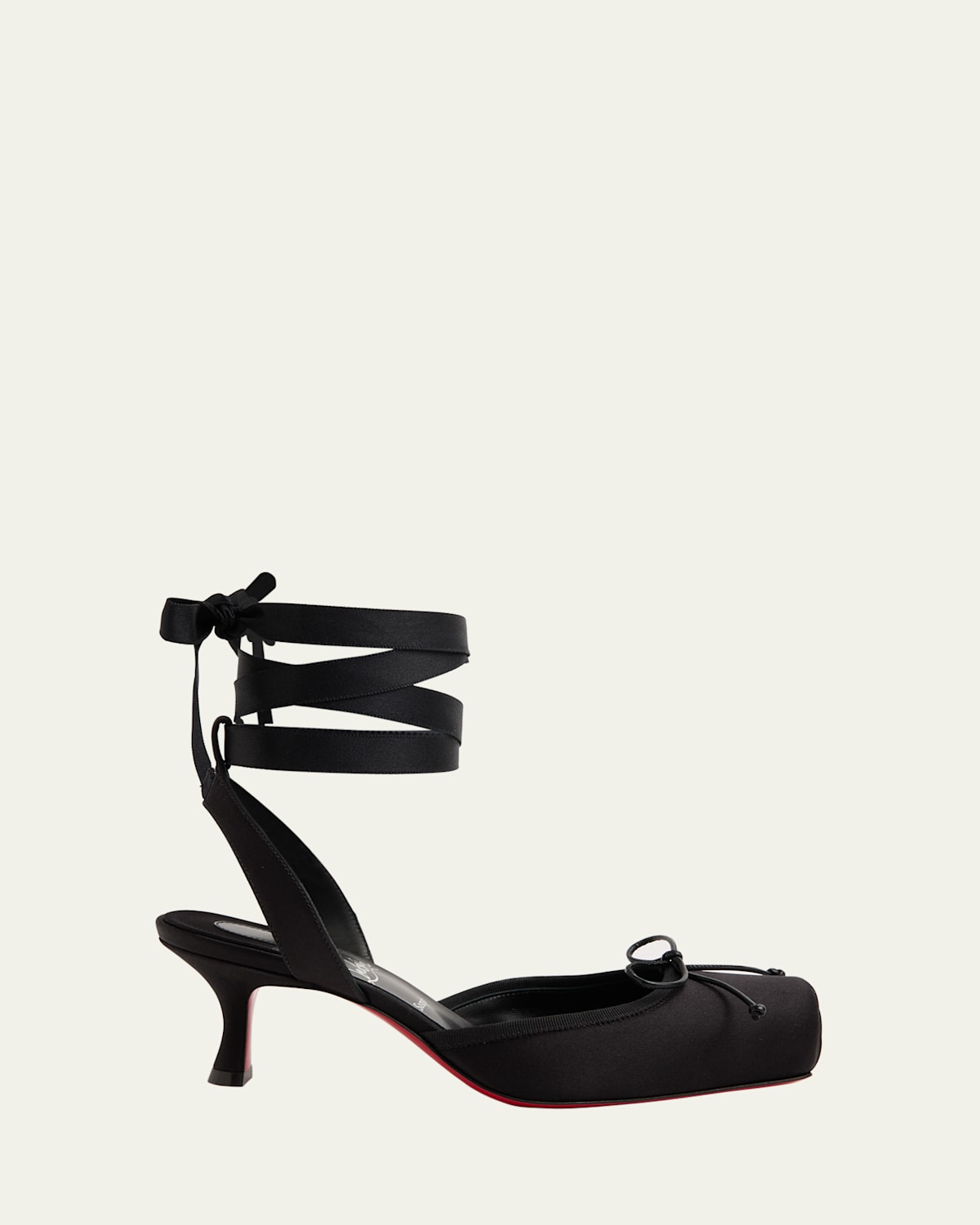 Christian Louboutin 55mm Cassia Lace-up Satin Ballet Pumps In Black