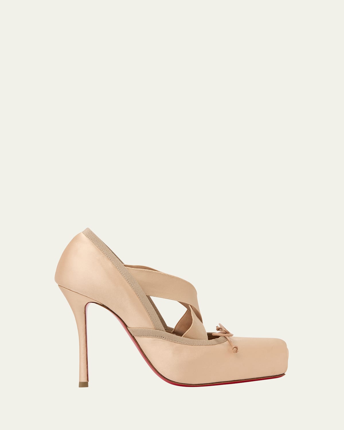 Christian Louboutin 100mm Cassiastic Satin Ballet Pumps In Pink