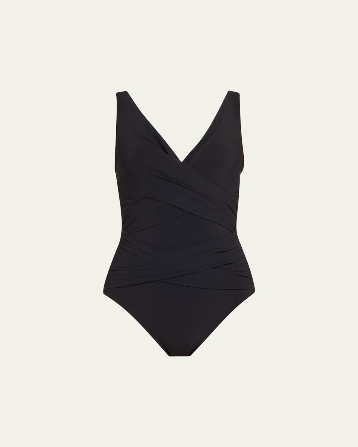 V-Neck Ruched One-Piece Swimsuit