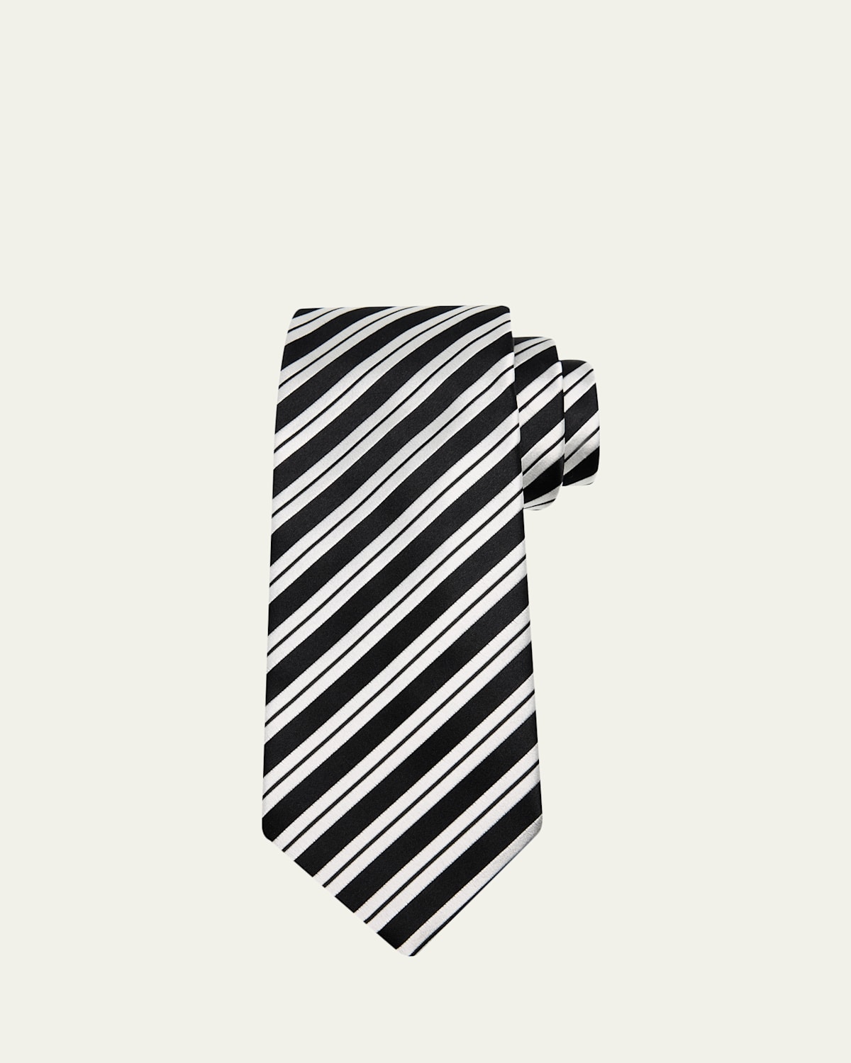 Charvet Men's Striped Silk Tie In Black