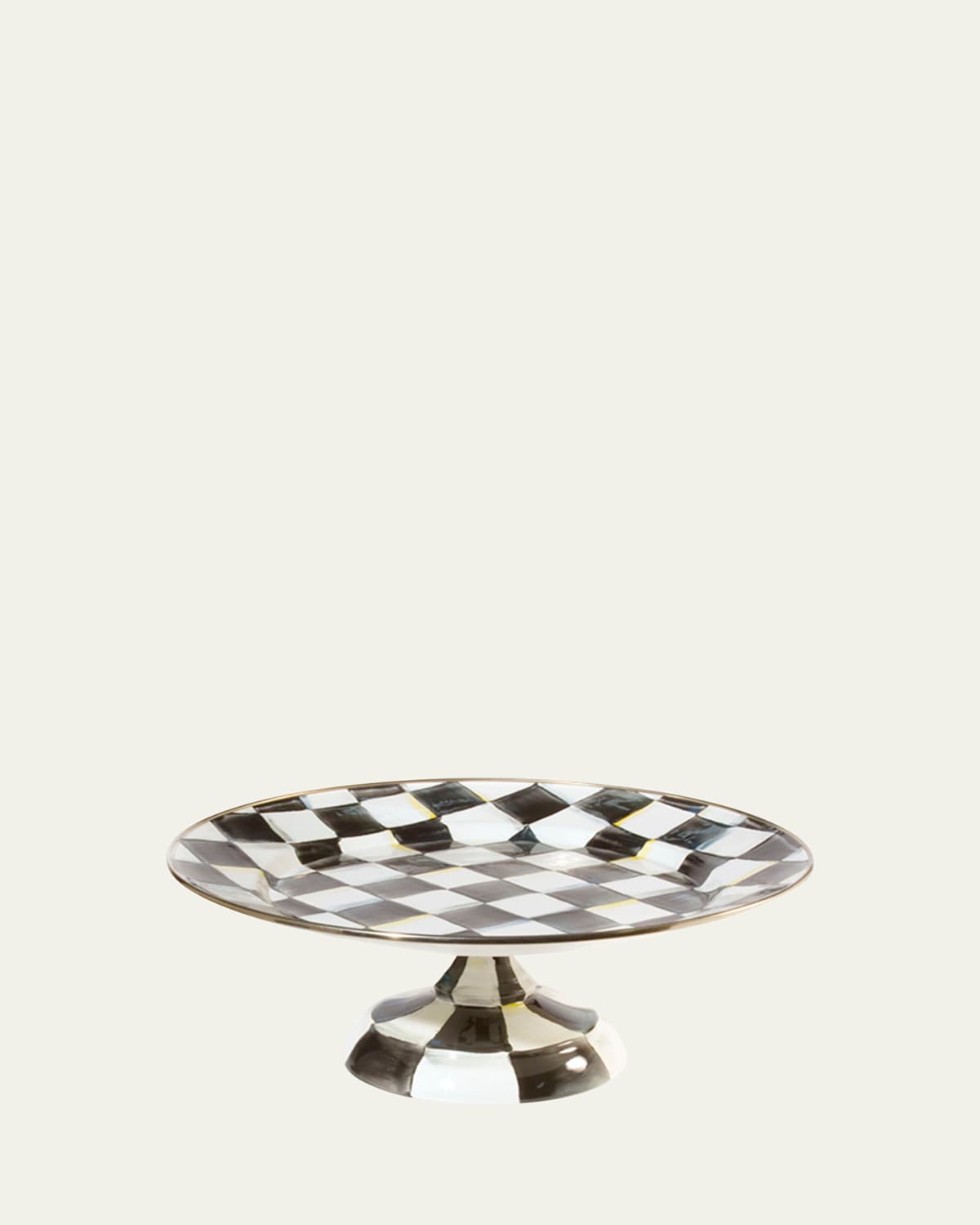 Mackenzie-childs Courtly Check Enamel Pedestal Platter