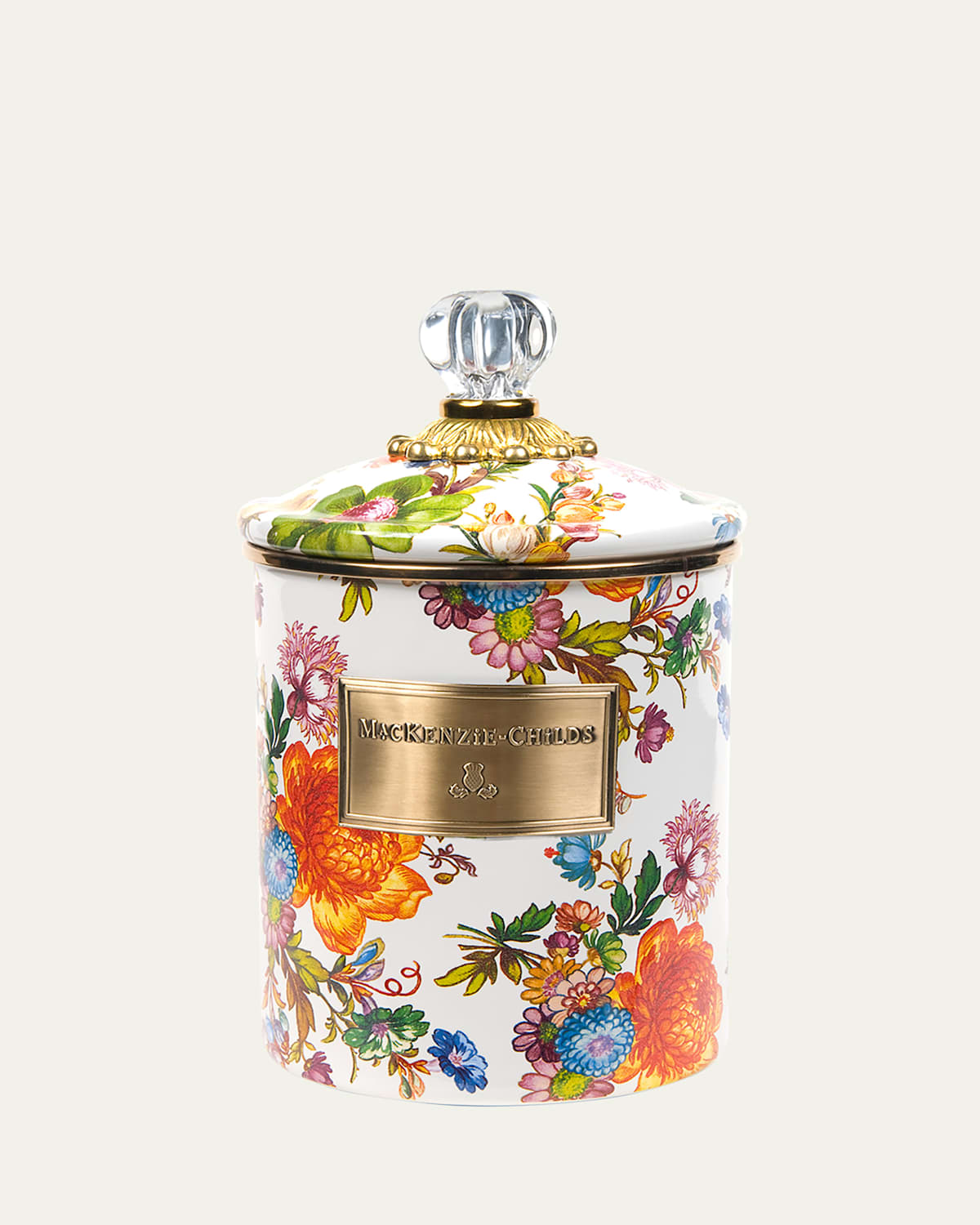 Mackenzie-childs Flower Market Floral-print Enamel Canister 21cm 1 Size In Black