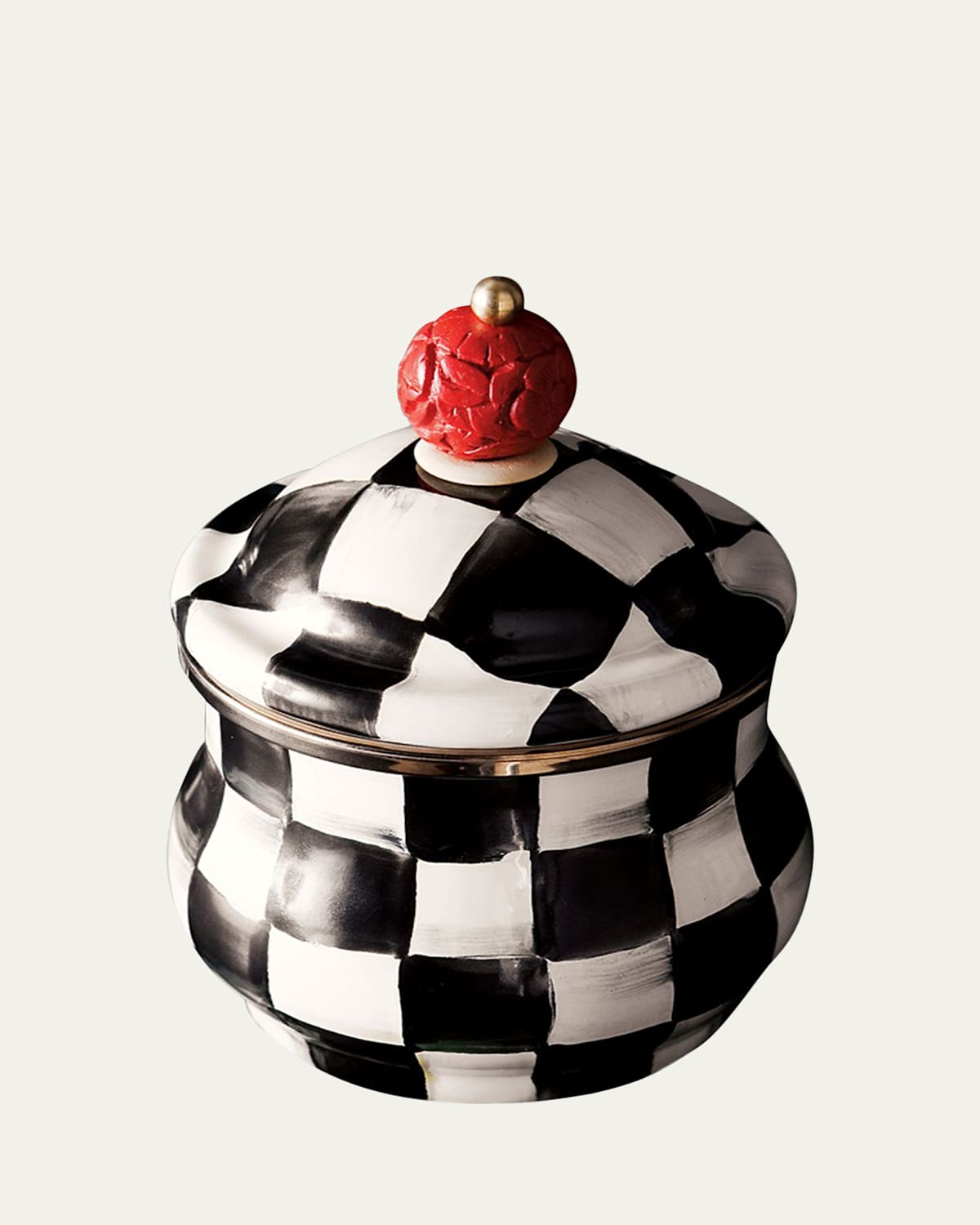 Mackenzie-childs Mackenzie Childs Courtly Check Lidded Sugar Bowl In Neutral