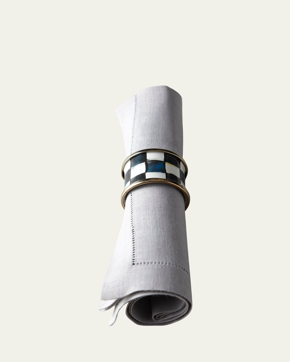 Mackenzie-childs Four Courtly Check Napkin Rings In Set Of 4