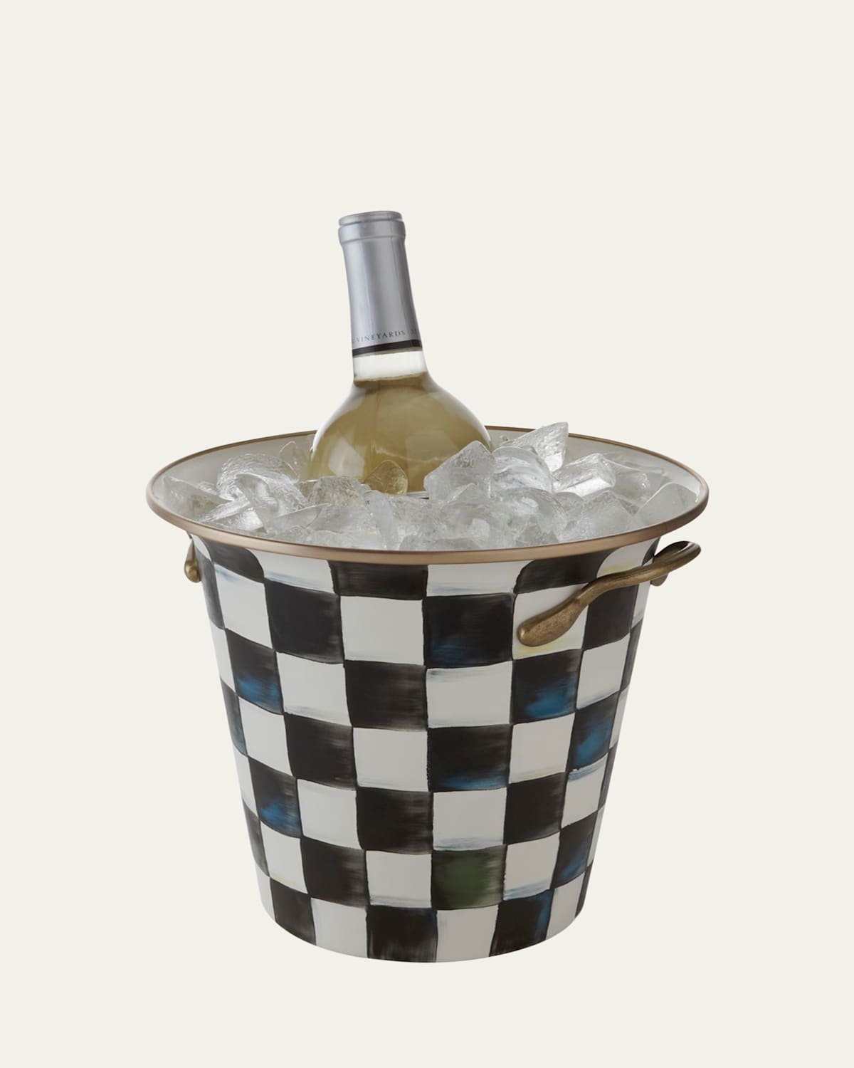 Mackenzie-childs Courtly Check Enamel Wine Cooler In Black/white