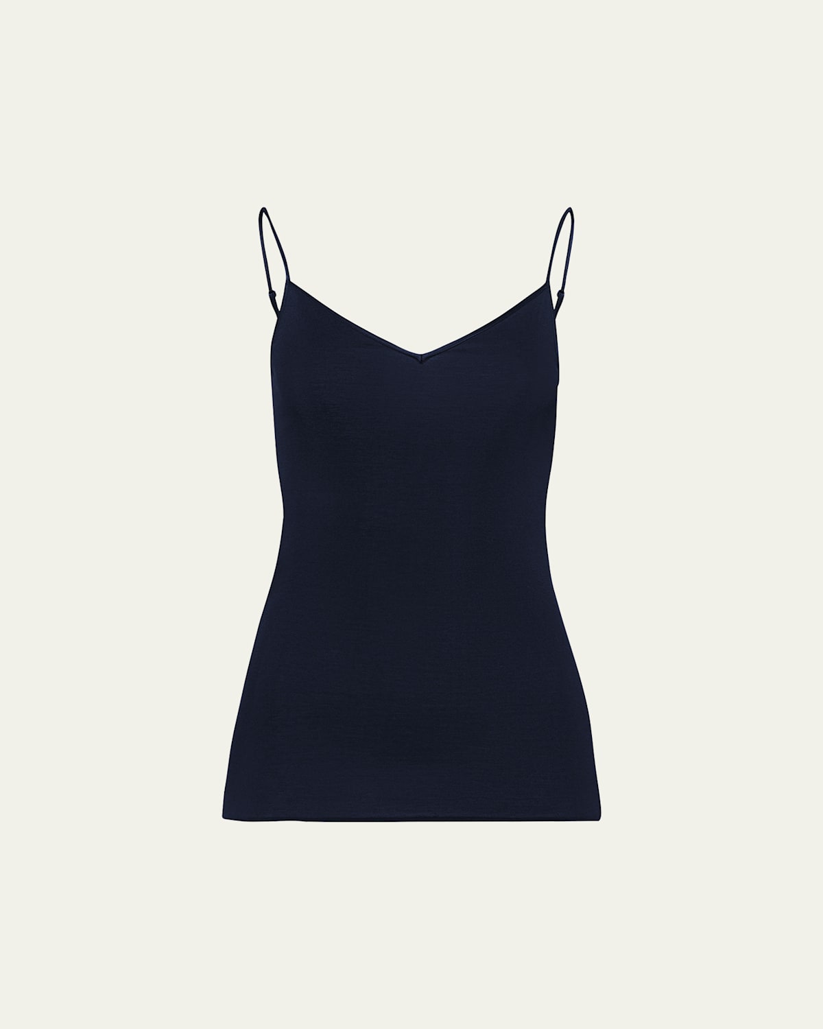 Hanro Cotton Seamless V-neck Cami In Deep Navy