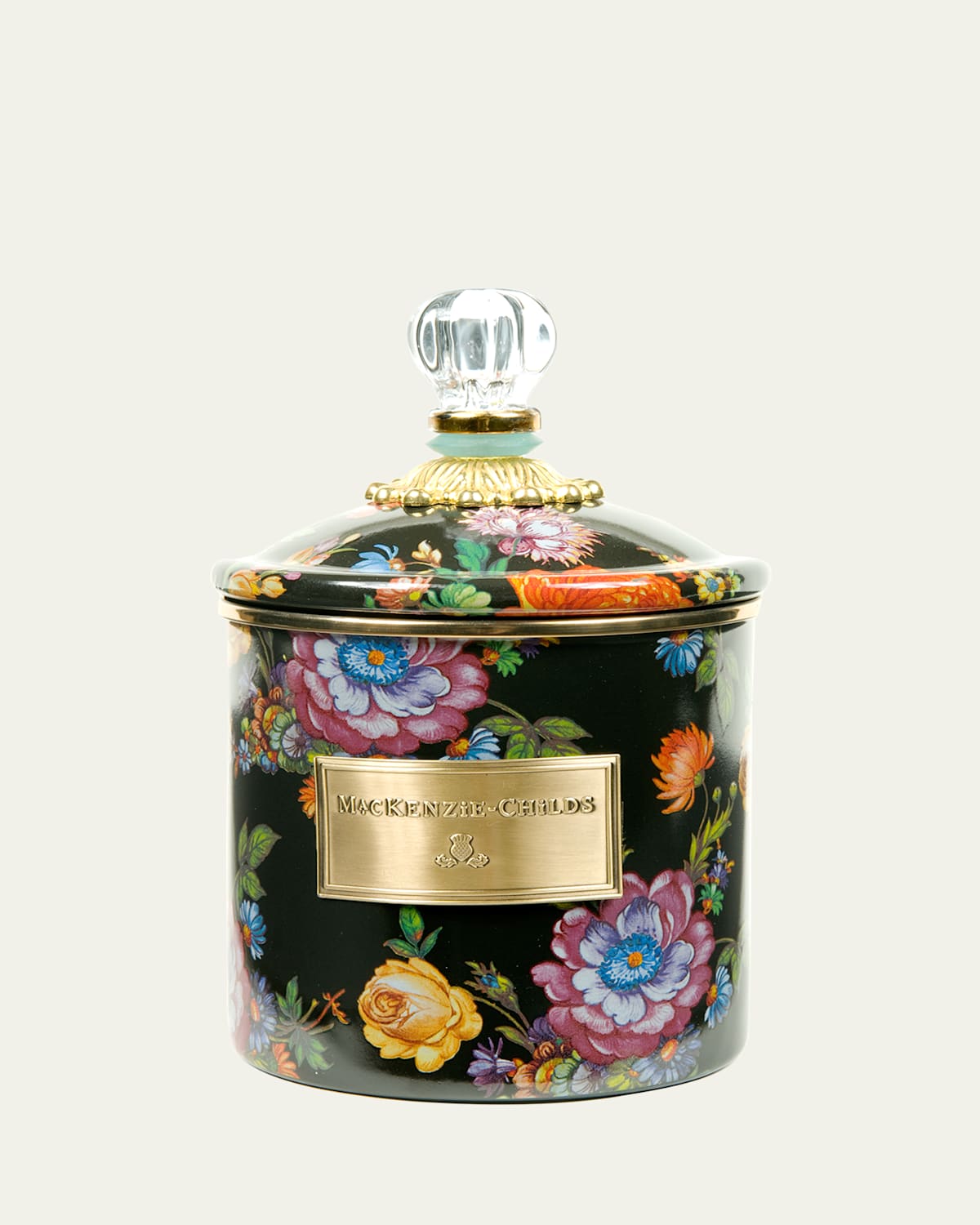 Mackenzie-childs Small Flower Market Canister In Black