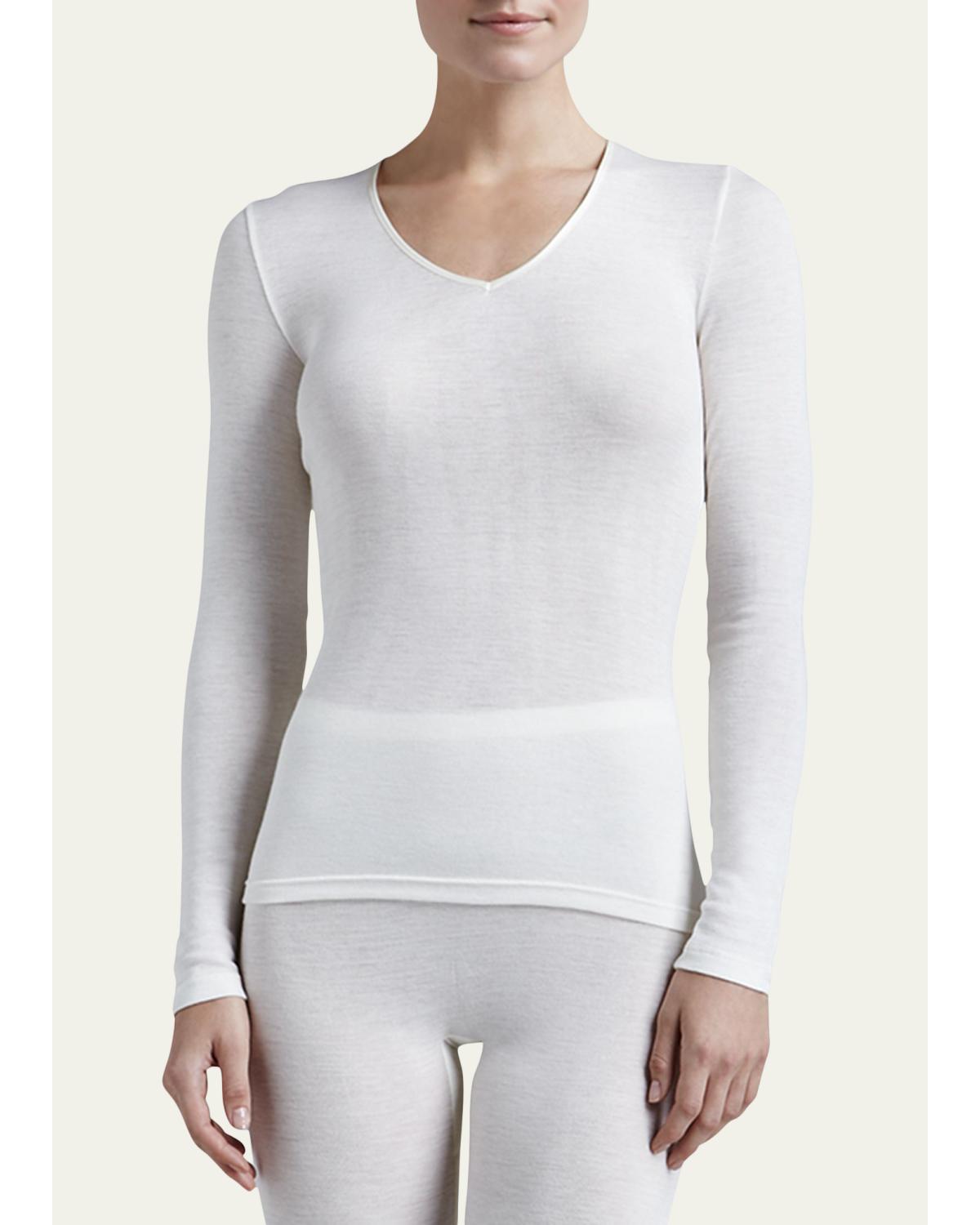 & Silk Blend V-Neck Top