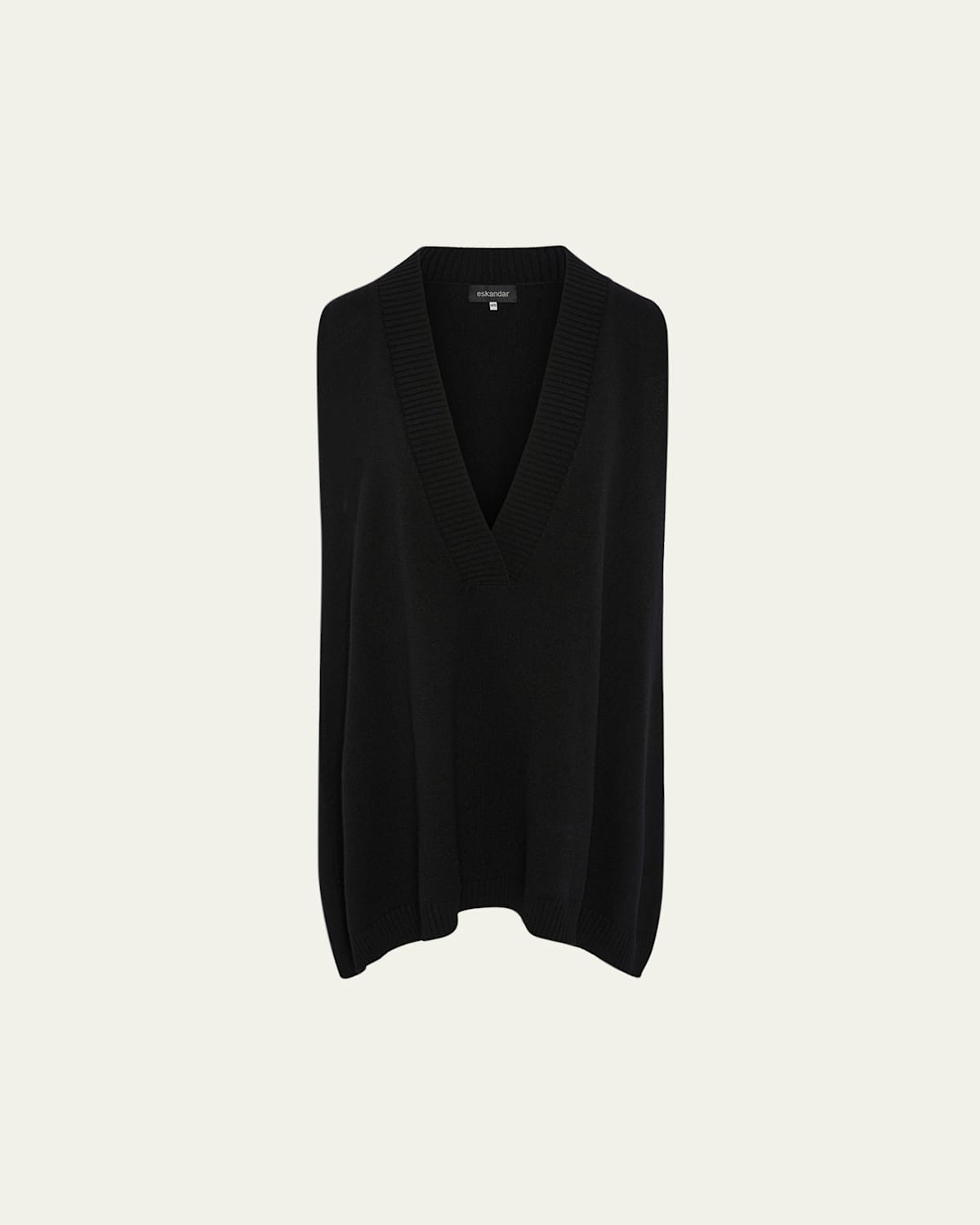 A-Line Sleeveless Deep-V Long Cashmere Sweater