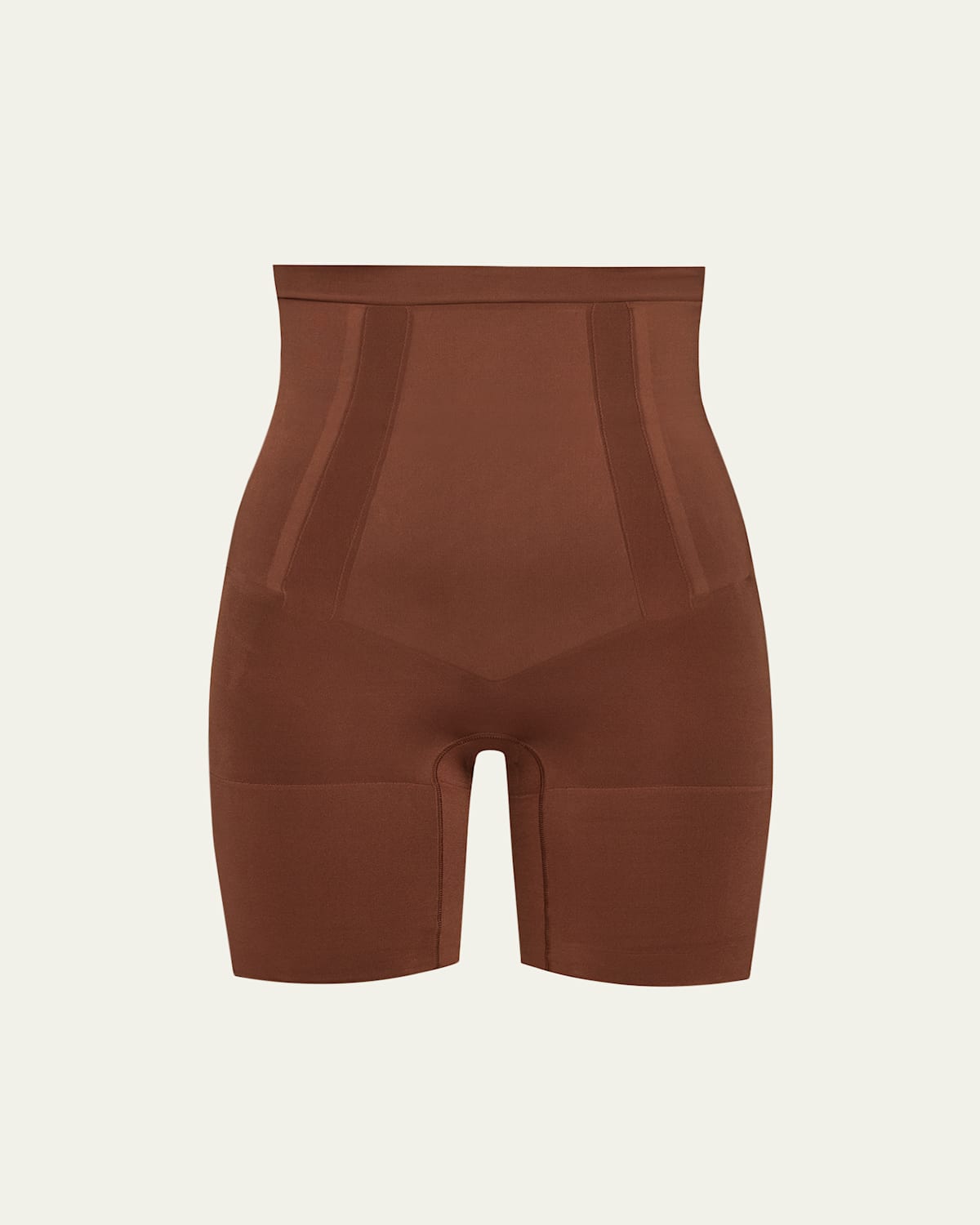 Spanx Sculpt Oncore High-waisted Mid-thigh Shorts In Brown