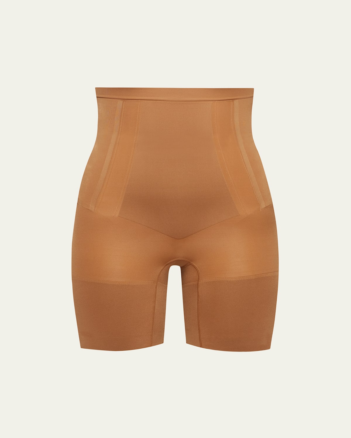 Spanx Oncore High-waisted Mid-thigh Shorts In Cafe Au Lait