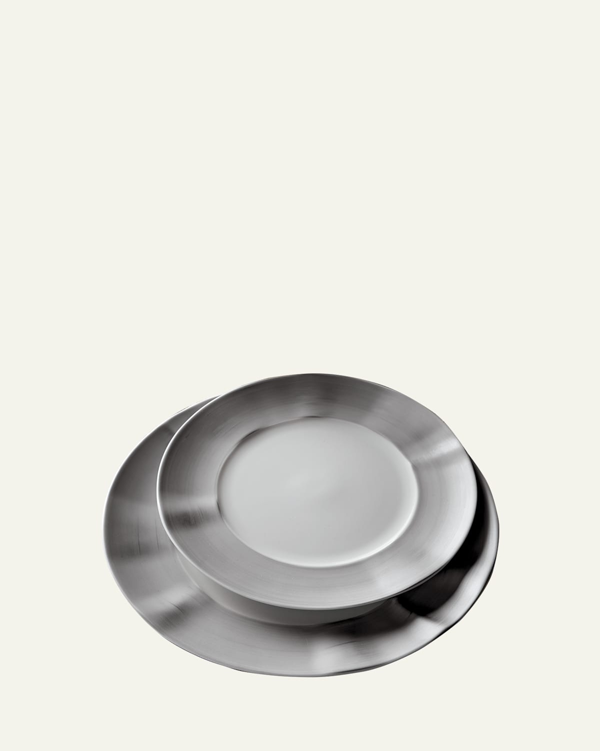 Neiman Marcus 12-piece Platinum Brushstroke Dinnerware Set In Platinum