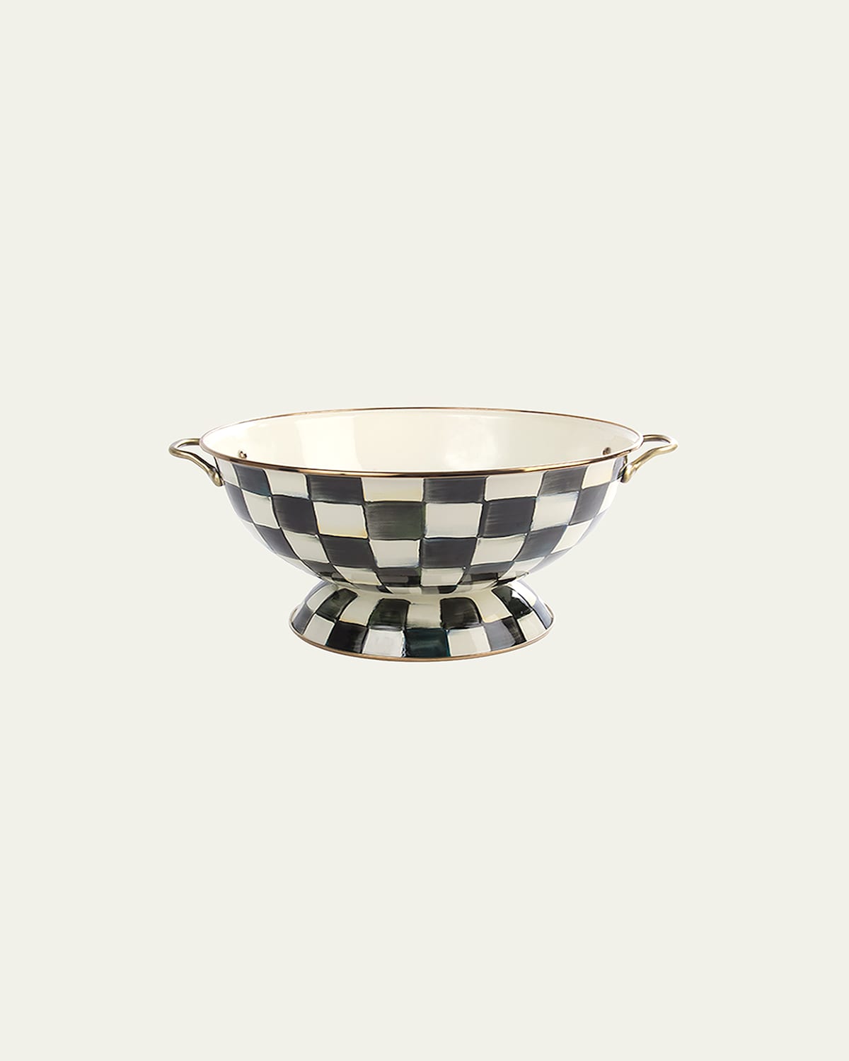 Mackenzie-childs Mackenzie Childs Courtly Check Enameled Steel Everything Bowl In Black/white