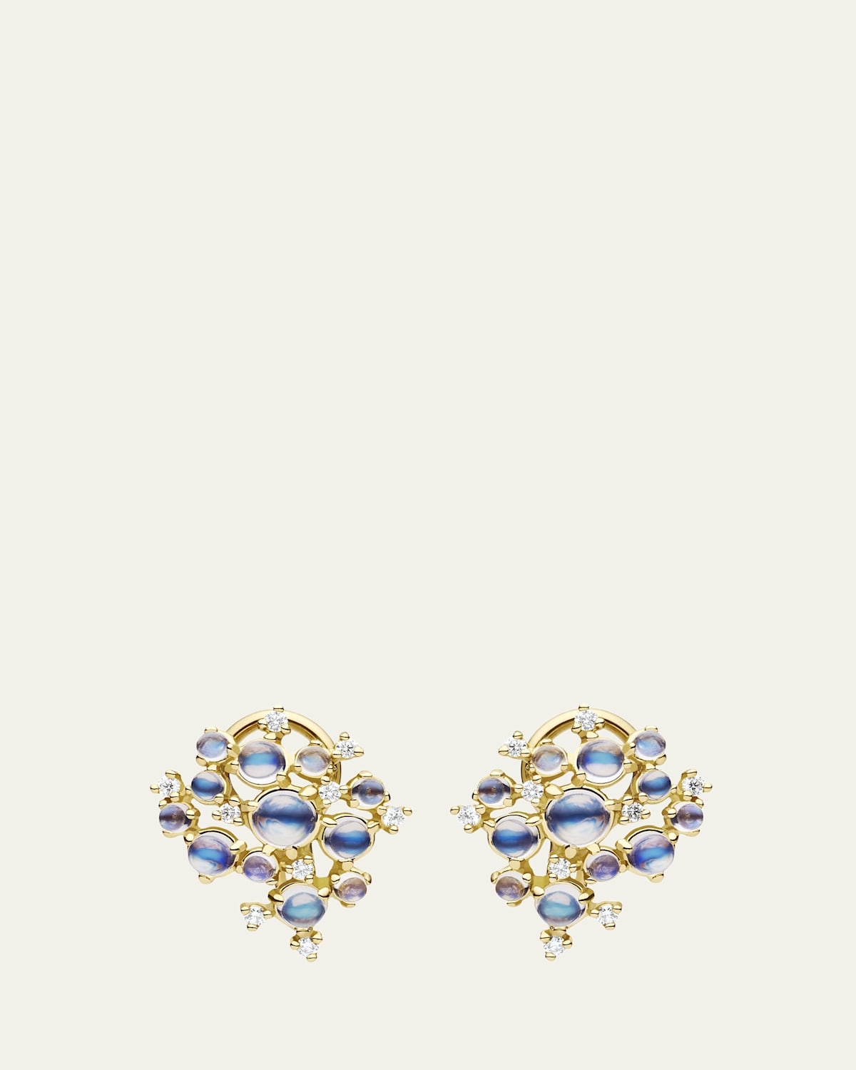 Small Bubble Cluster Moonstone and Diamond Earrings