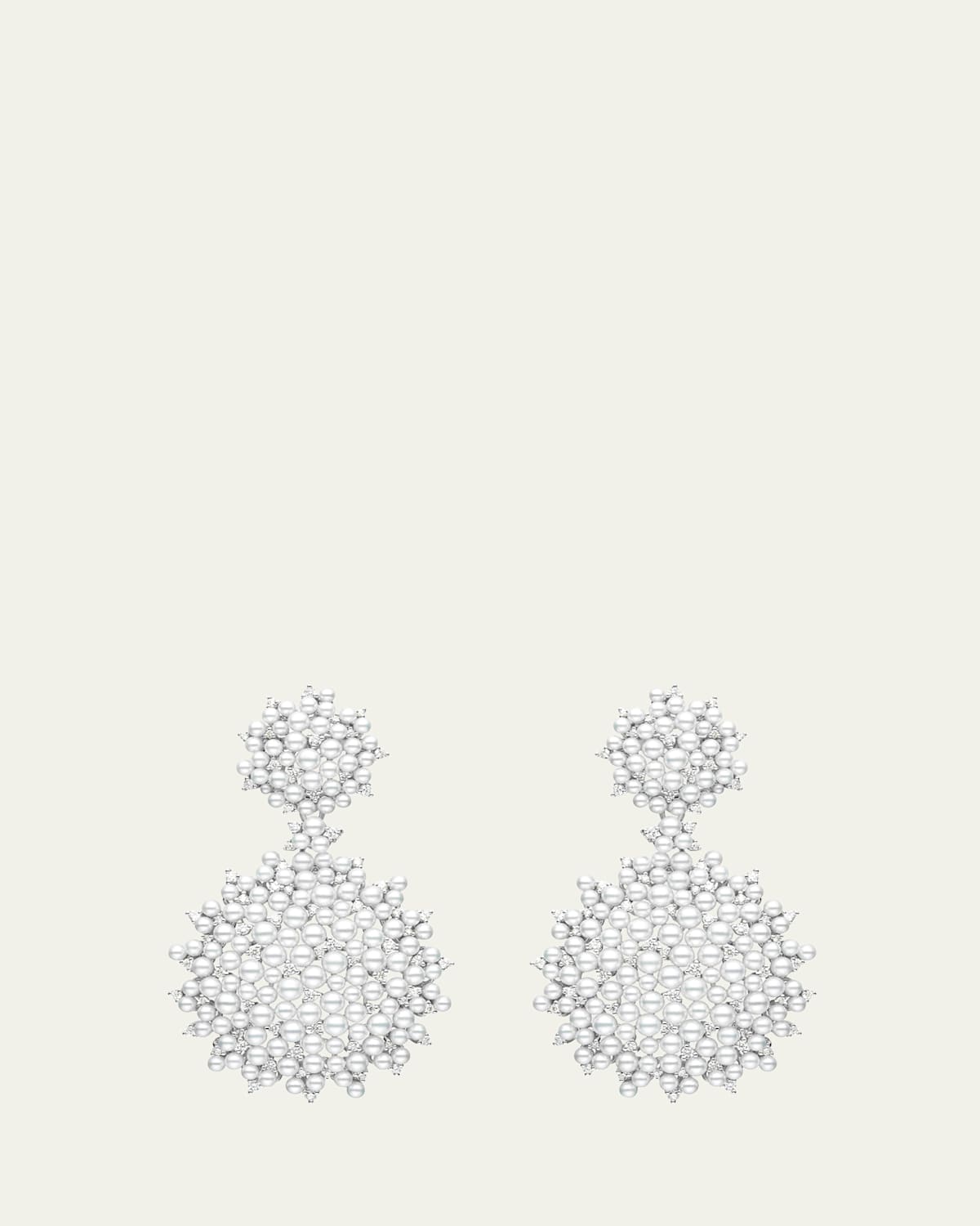 Lagrange 18K Large Pearl & Diamond Double-Dangle Earrings