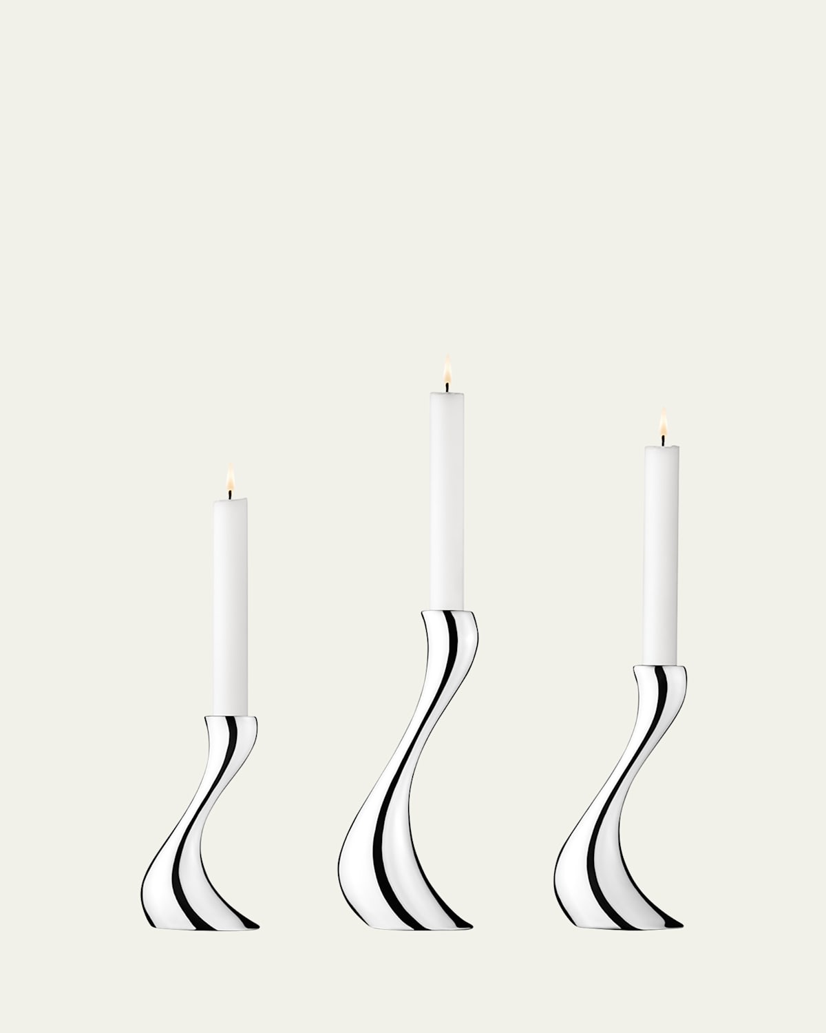 Georg Jensen Cobra Candleholders, 3-piece Set In Steel