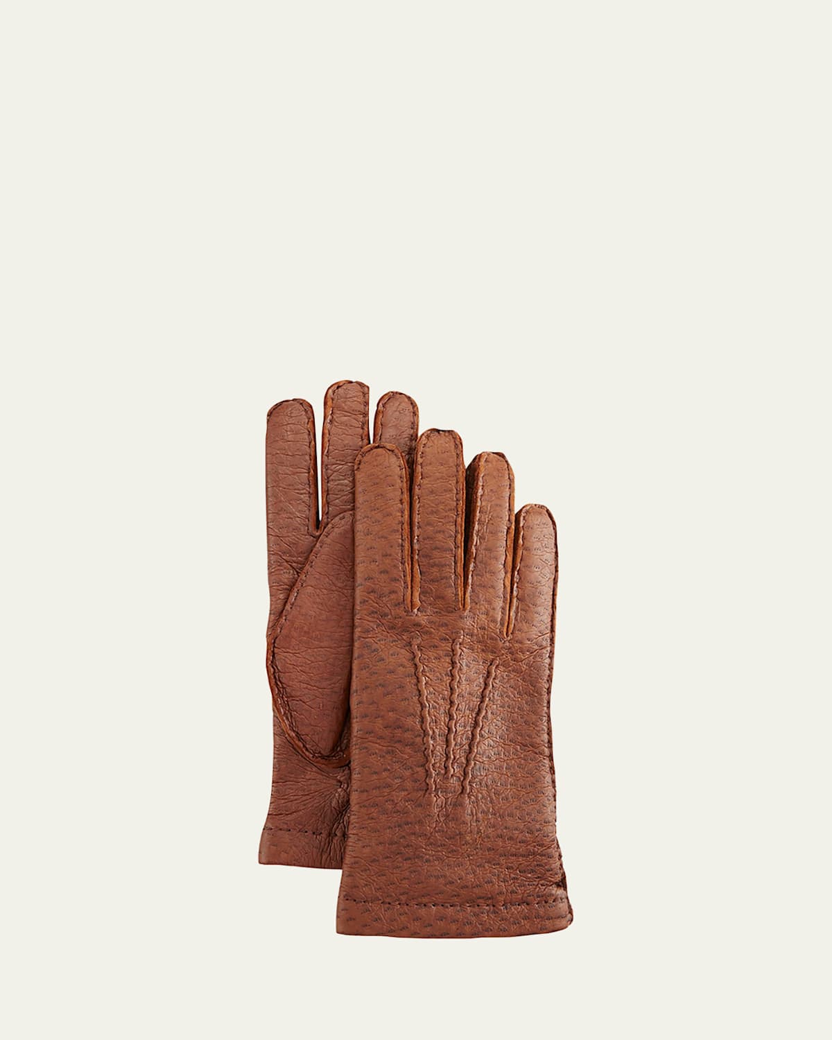 Peccary Hand-Sewn Leather Cashmere-Lined Gloves