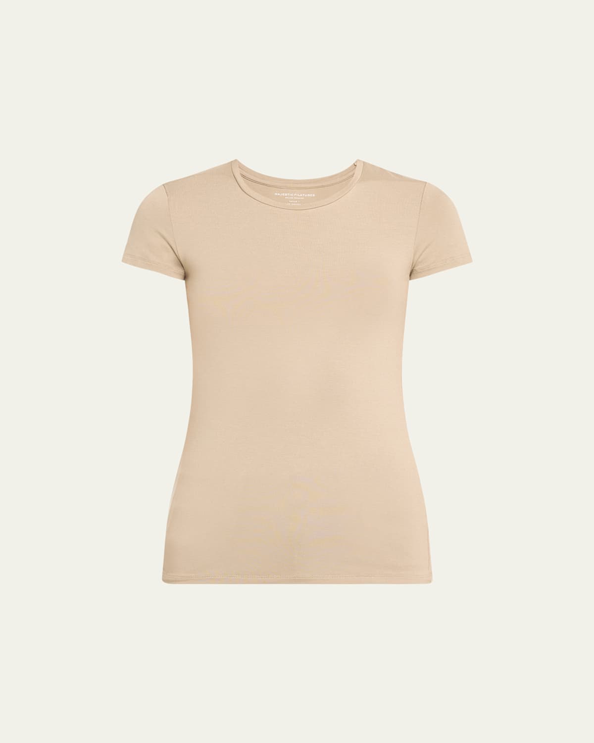 Majestic Soft Touch Short-sleeve Crewneck T-shirt In Sand
