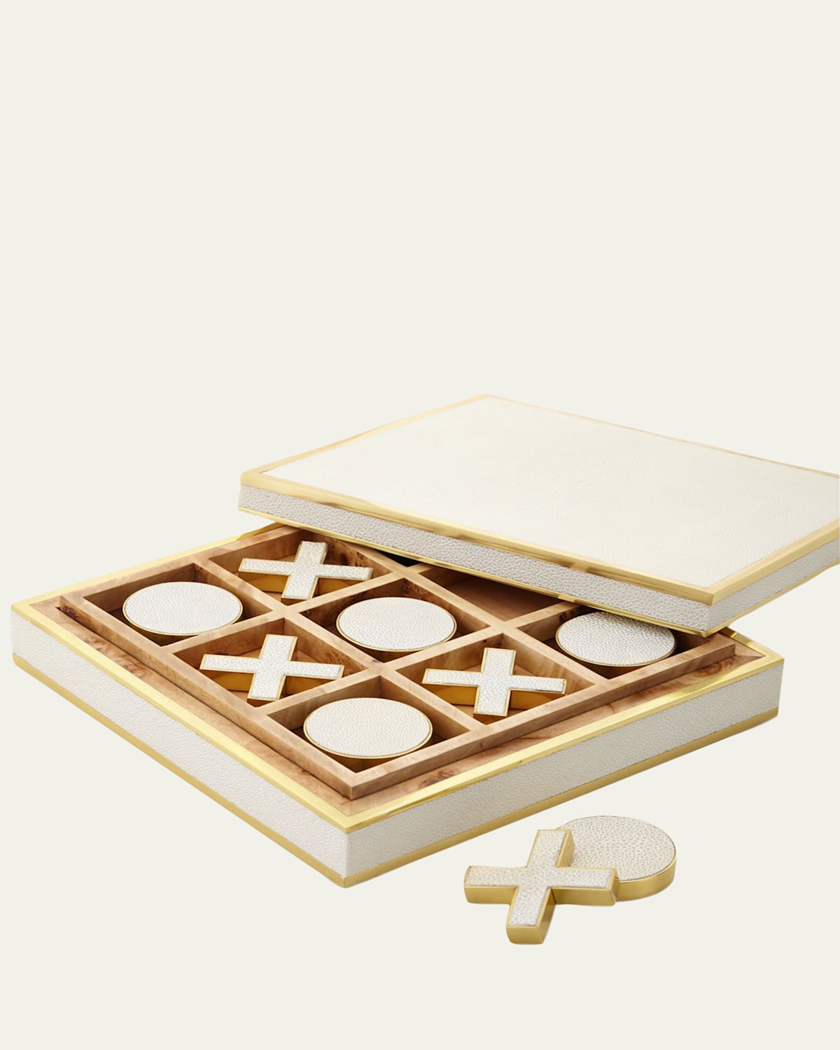 AERIN Cream Faux-Shagreen Tic Tac Toe | Thumbnail 1