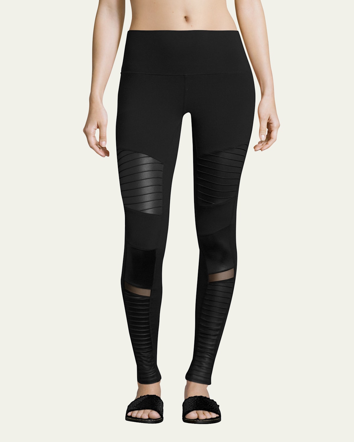 Alo Yoga High-waist Moto Sport Leggings With Mesh Panels
