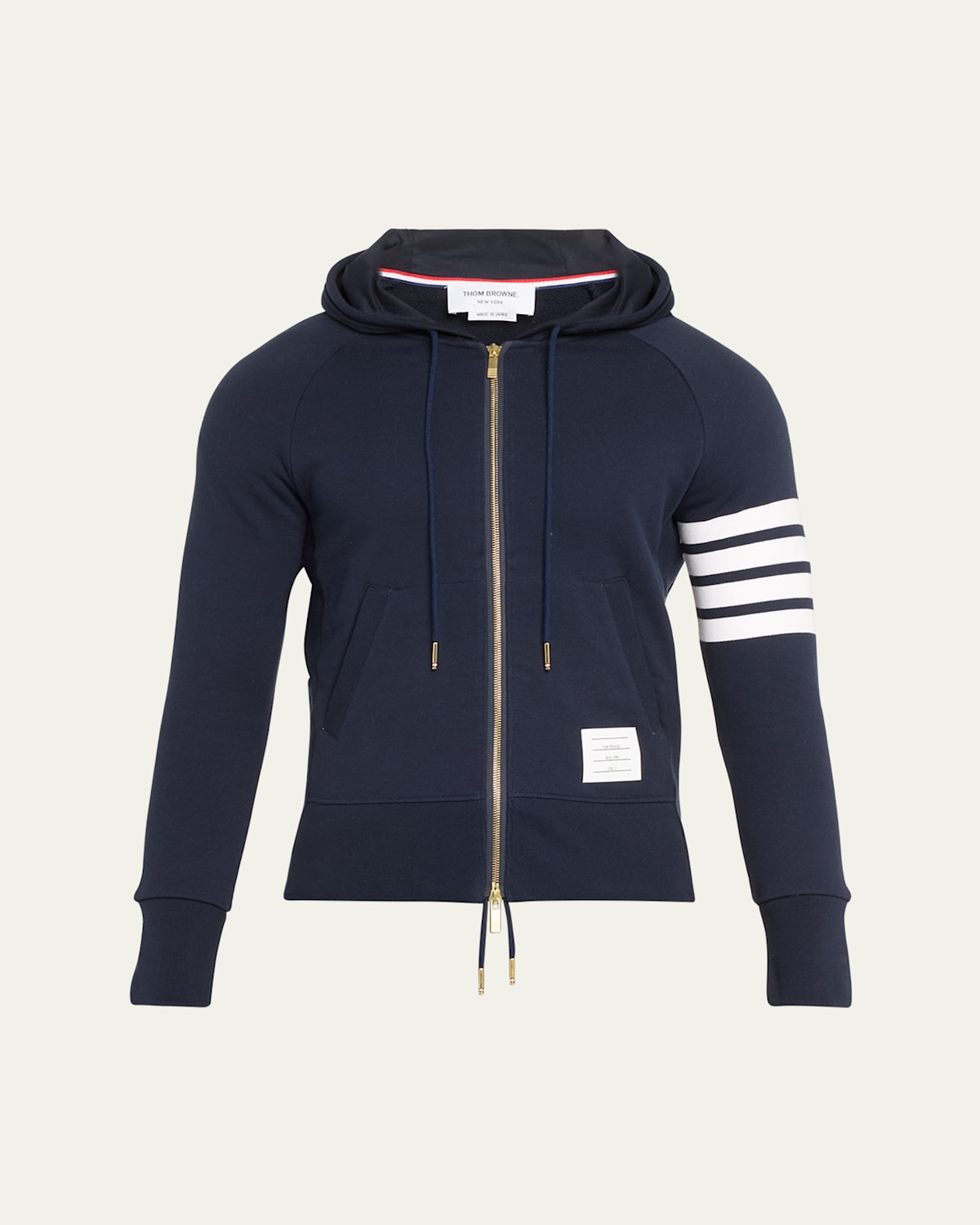 Thom Browne 4-bar Zip-up Hoodie In Navy