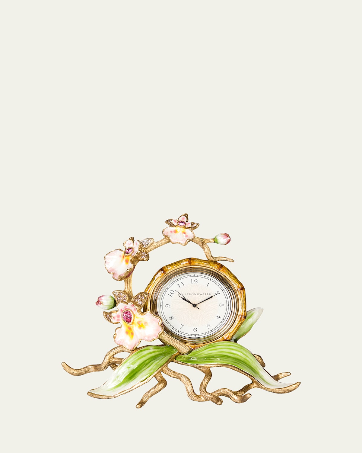 Jay Strongwater Orchid Clock In Multi Colors