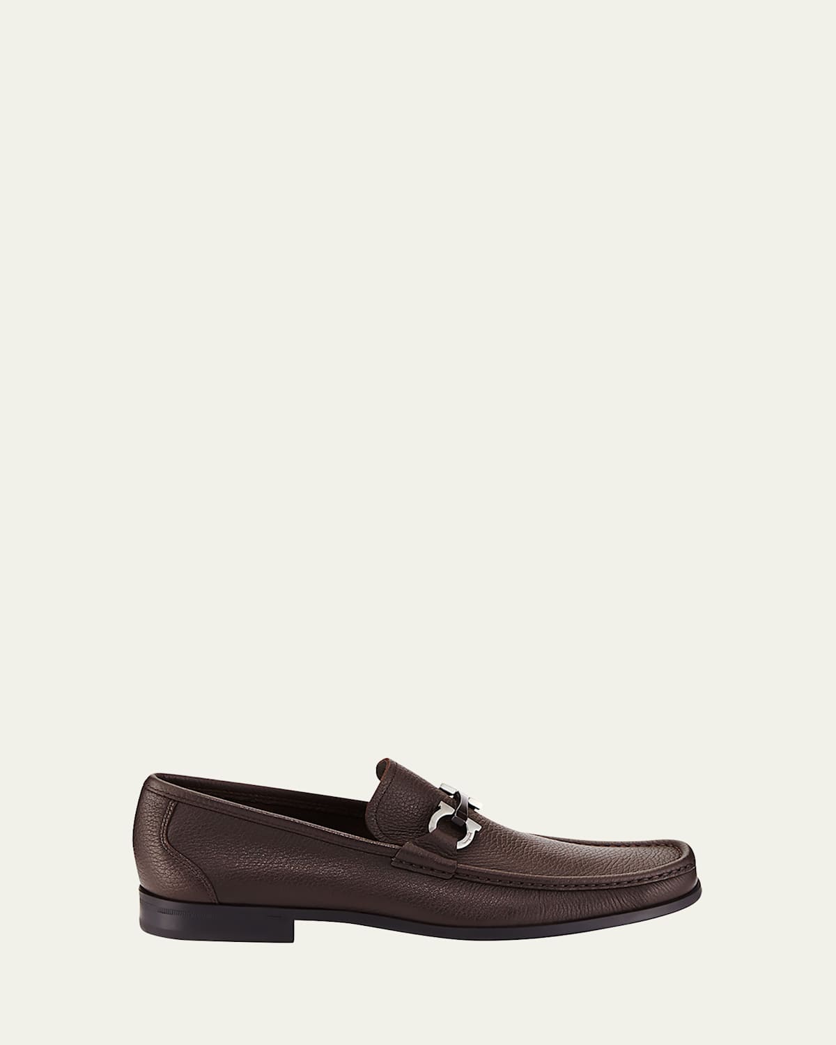 Ferragamo Men's Grandioso Grained Calfskin Gancini Loafer In Hickory