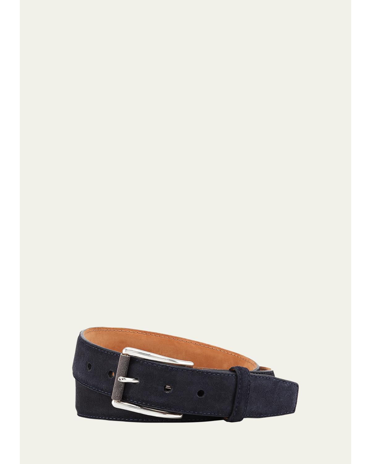 W. Kleinberg Men's Suede Belt In Navy