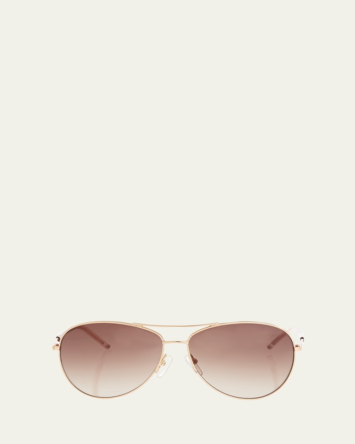 Metal Curved-Brow Aviator Sunglasses