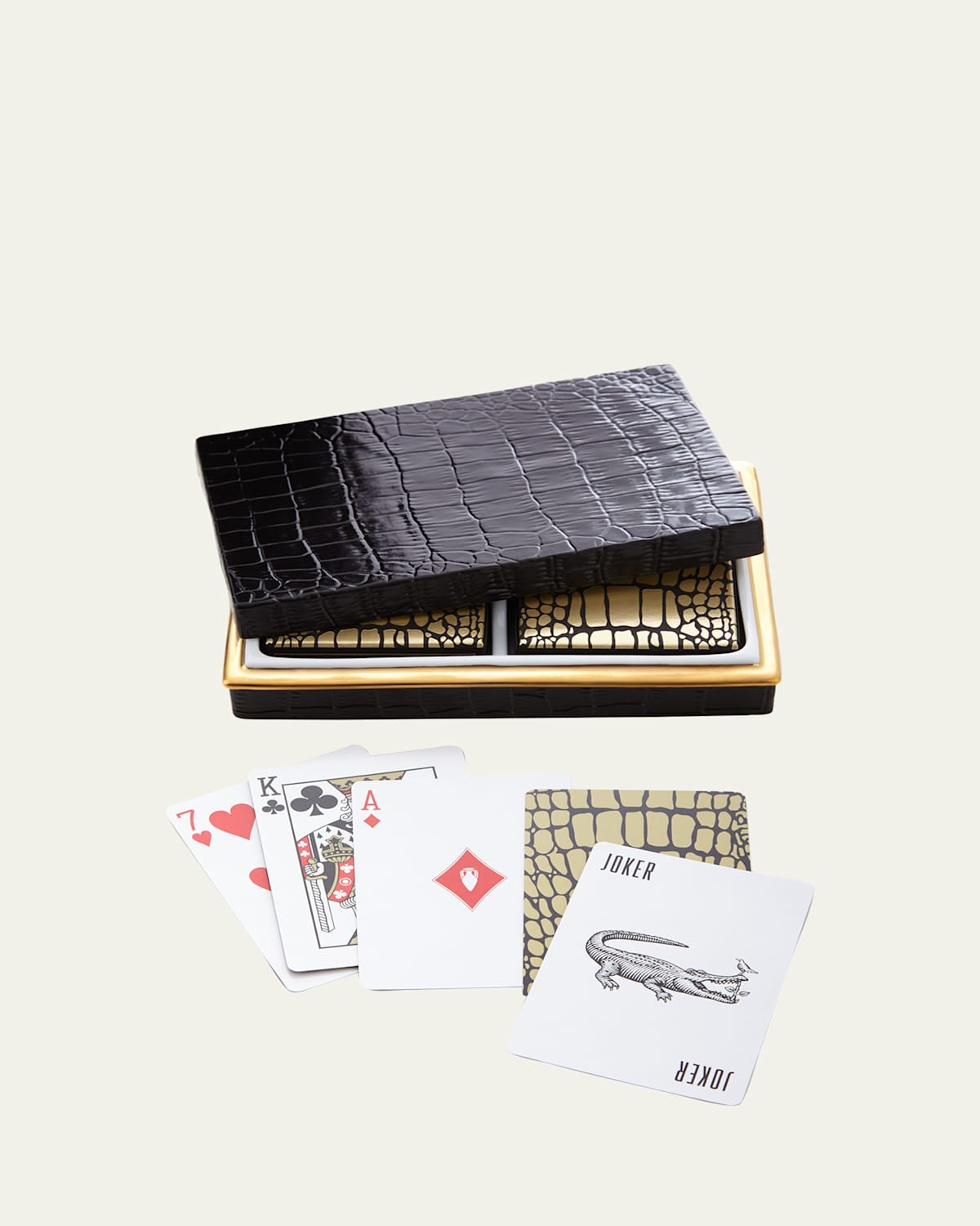 L'Objet Crocodile-Embossed Box with Playing Cards | Thumbnail 1