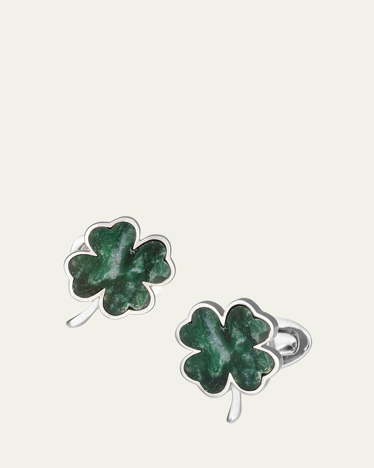 Green Onyx Clover Cuff Links
