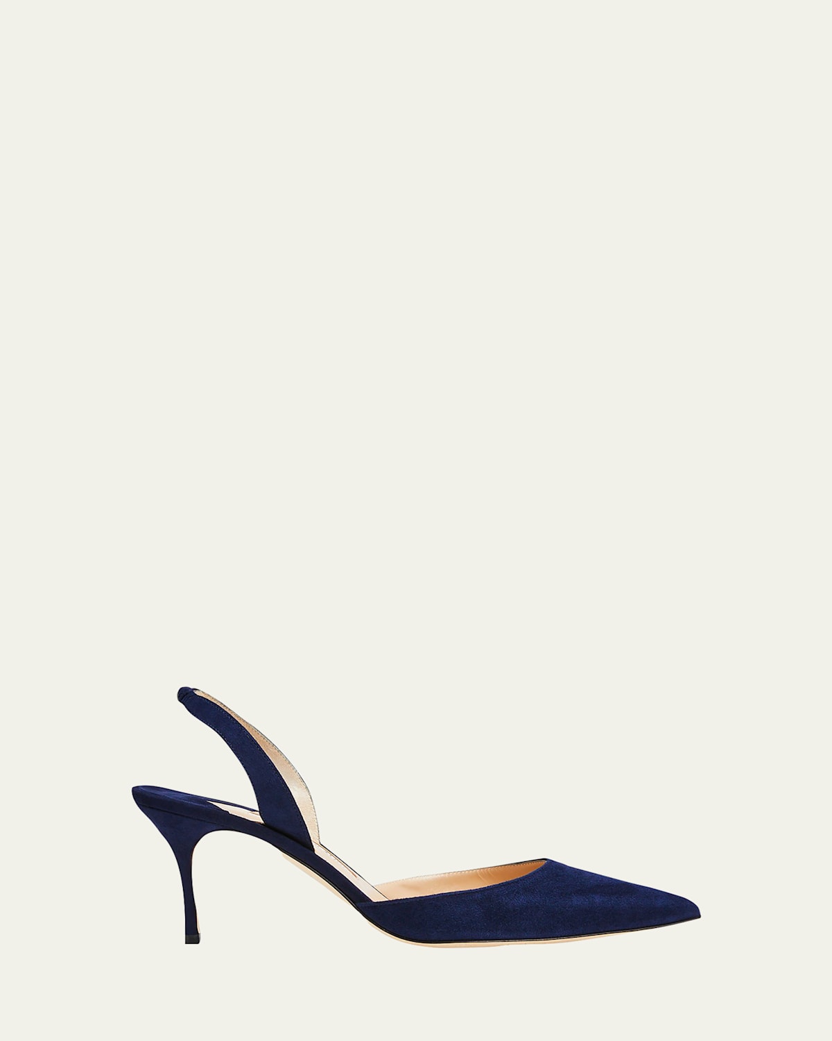 Manolo Blahnik Carolyne Suede Mid-heel Slingback Pump In Navy