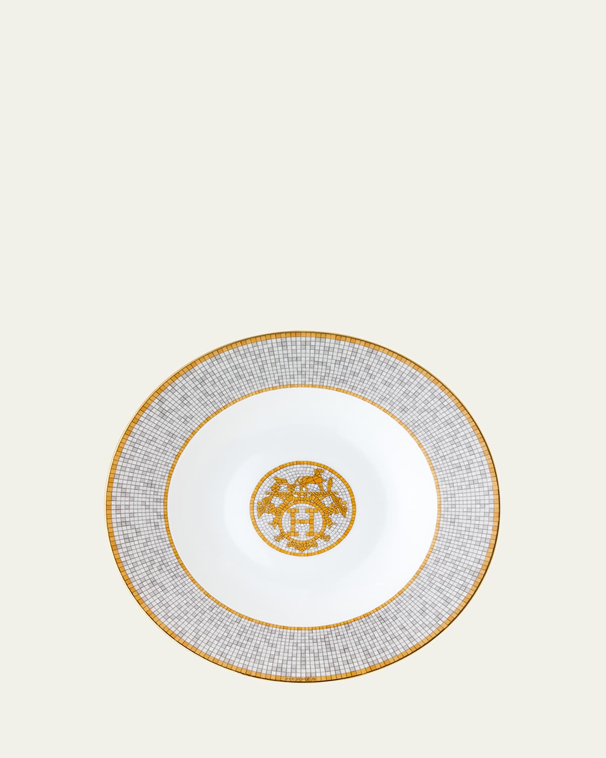 Pre-owned Hermes Mosaique Au 24 Gold Soup Plate In Multi