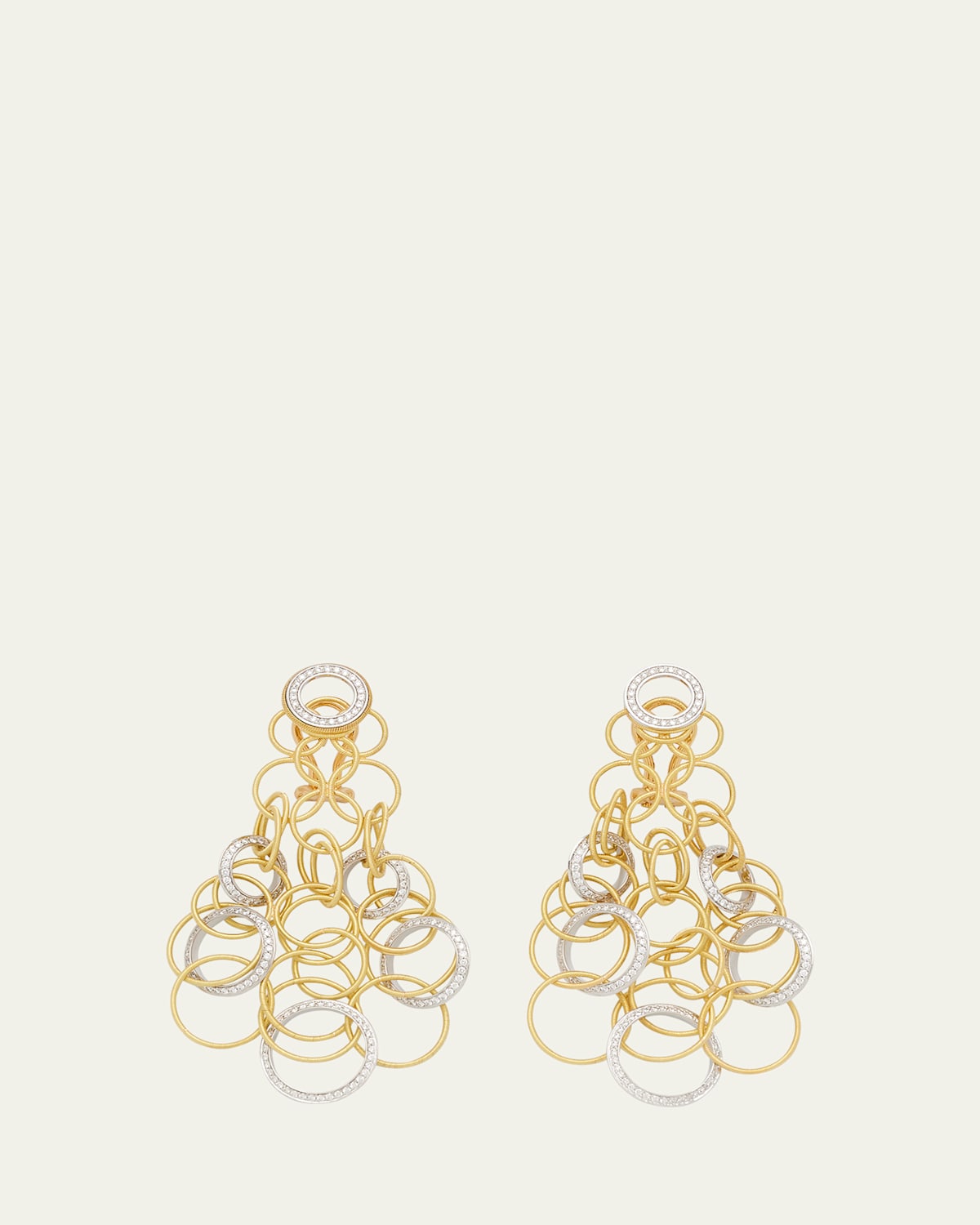 Hawaii 18K Gold and Diamond Short Pendant Earrings, 7cm