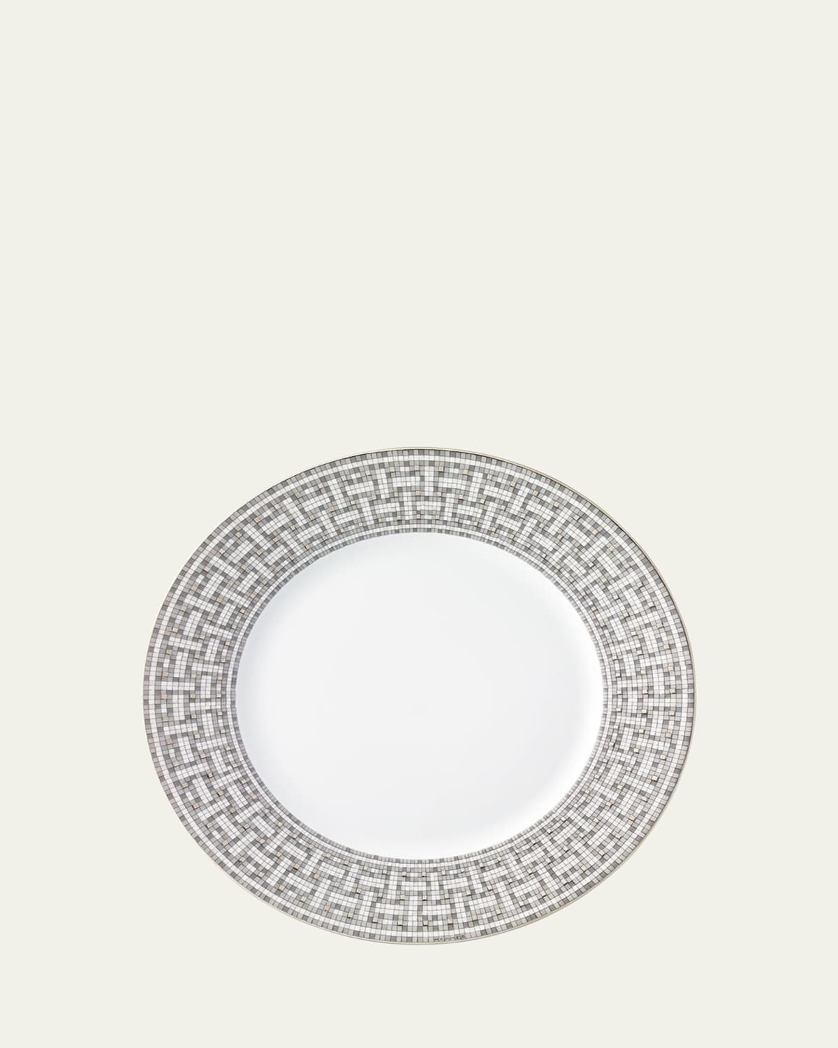 Pre-owned Hermes Mosaique Au 24 Platinum Dinner Plate In Multi
