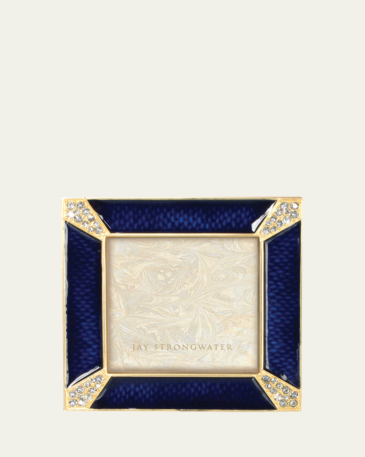 Jay Strongwater Leland Indigo Pave Corner 2" Square Picture Frame In Indigo