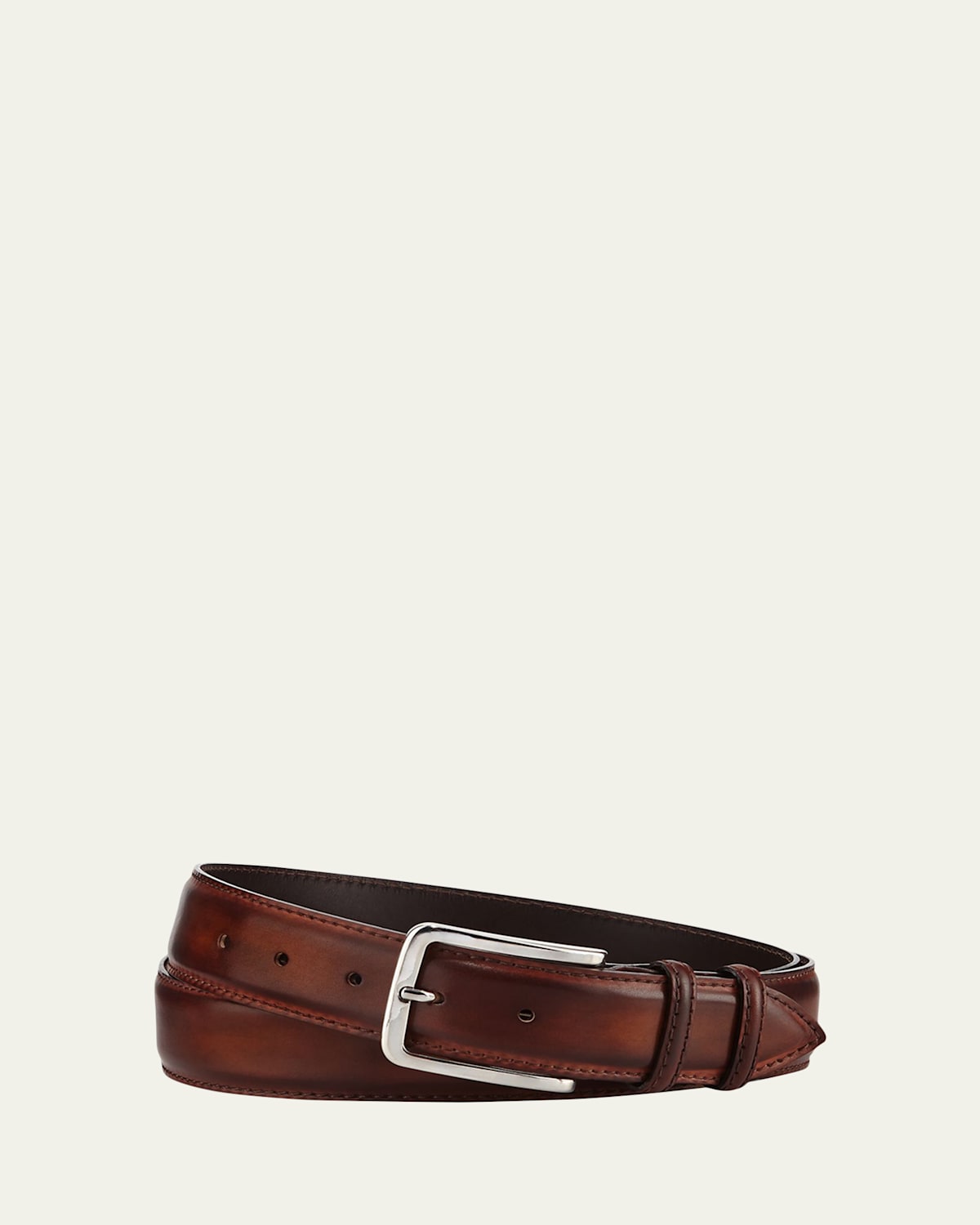 Bontoni Men's 35mm Burnished Leather Belt