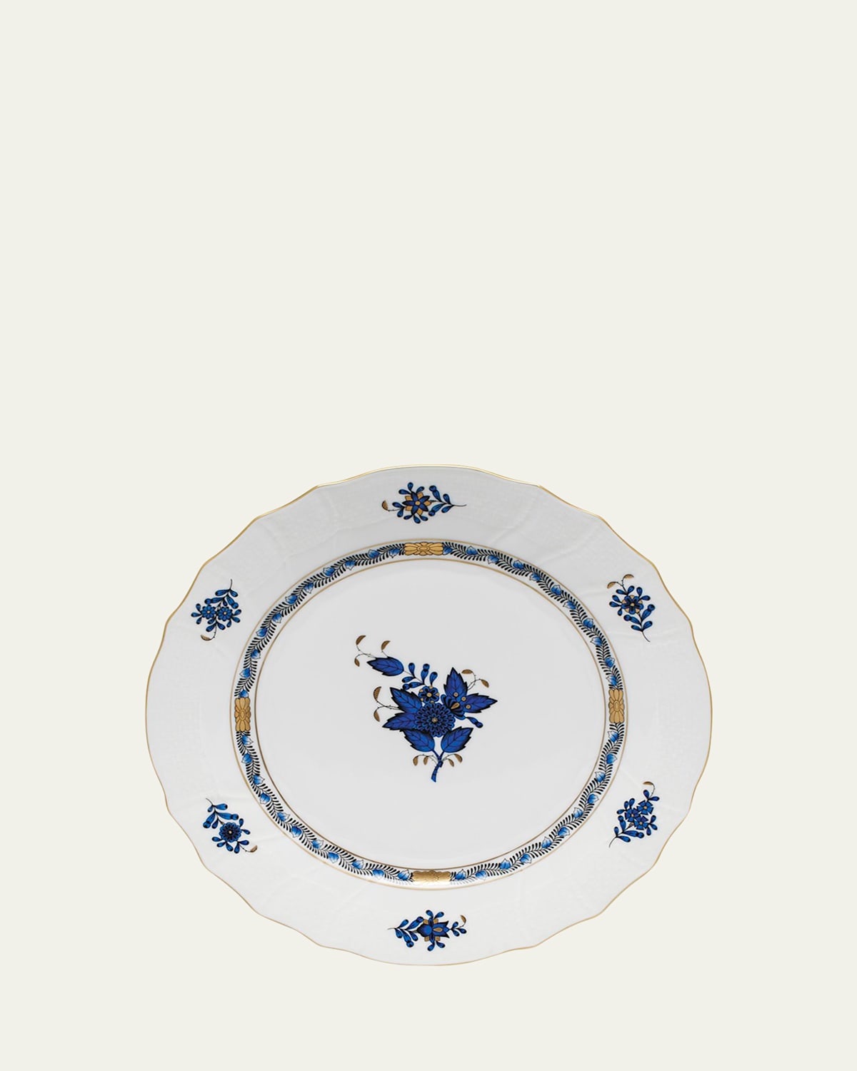 Herend Chinese Bouquet Black Sapphire Dinner Plate In Blk Saphir