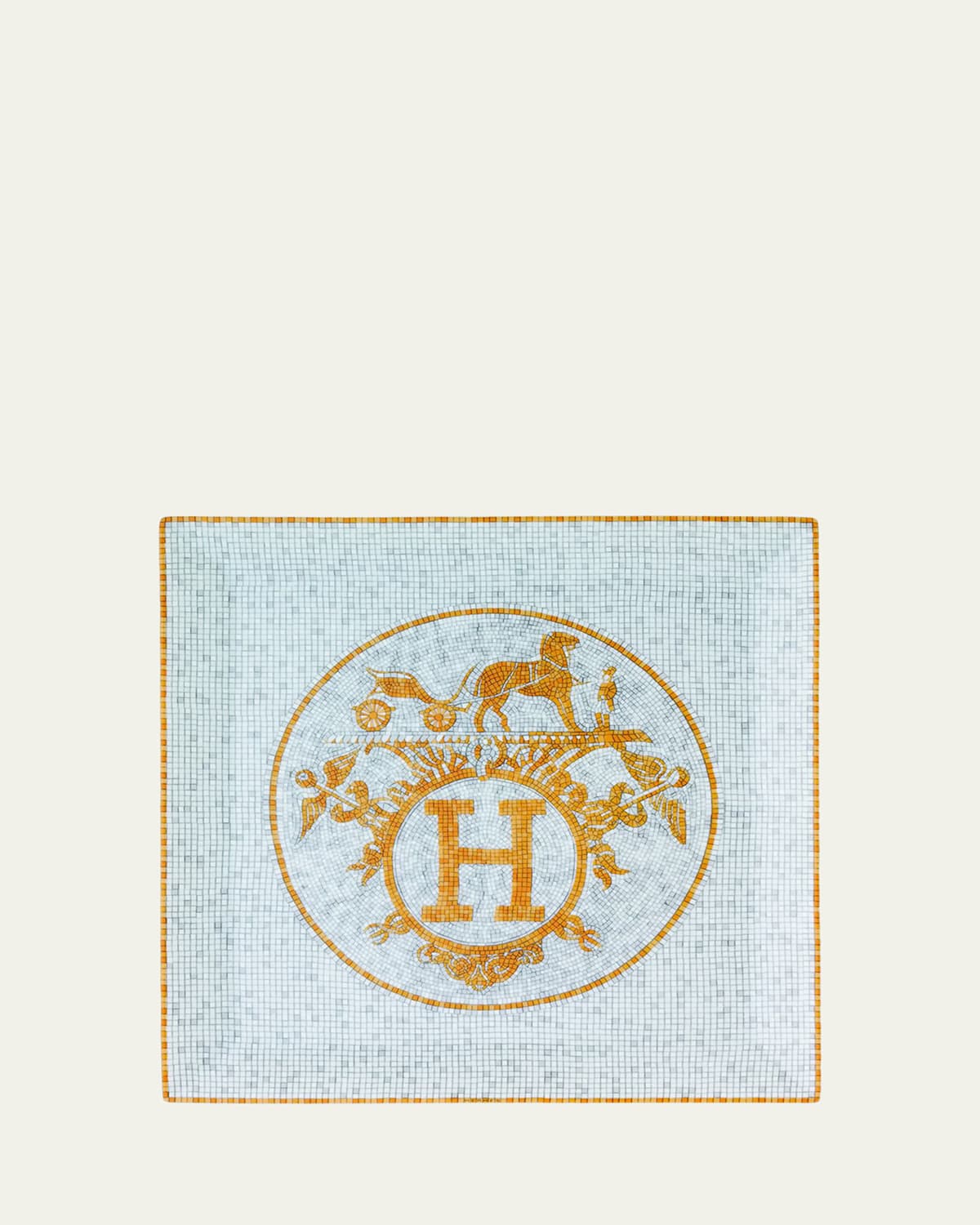 Pre-owned Herm S Mosaique Au 24 Gold Square Plate #5