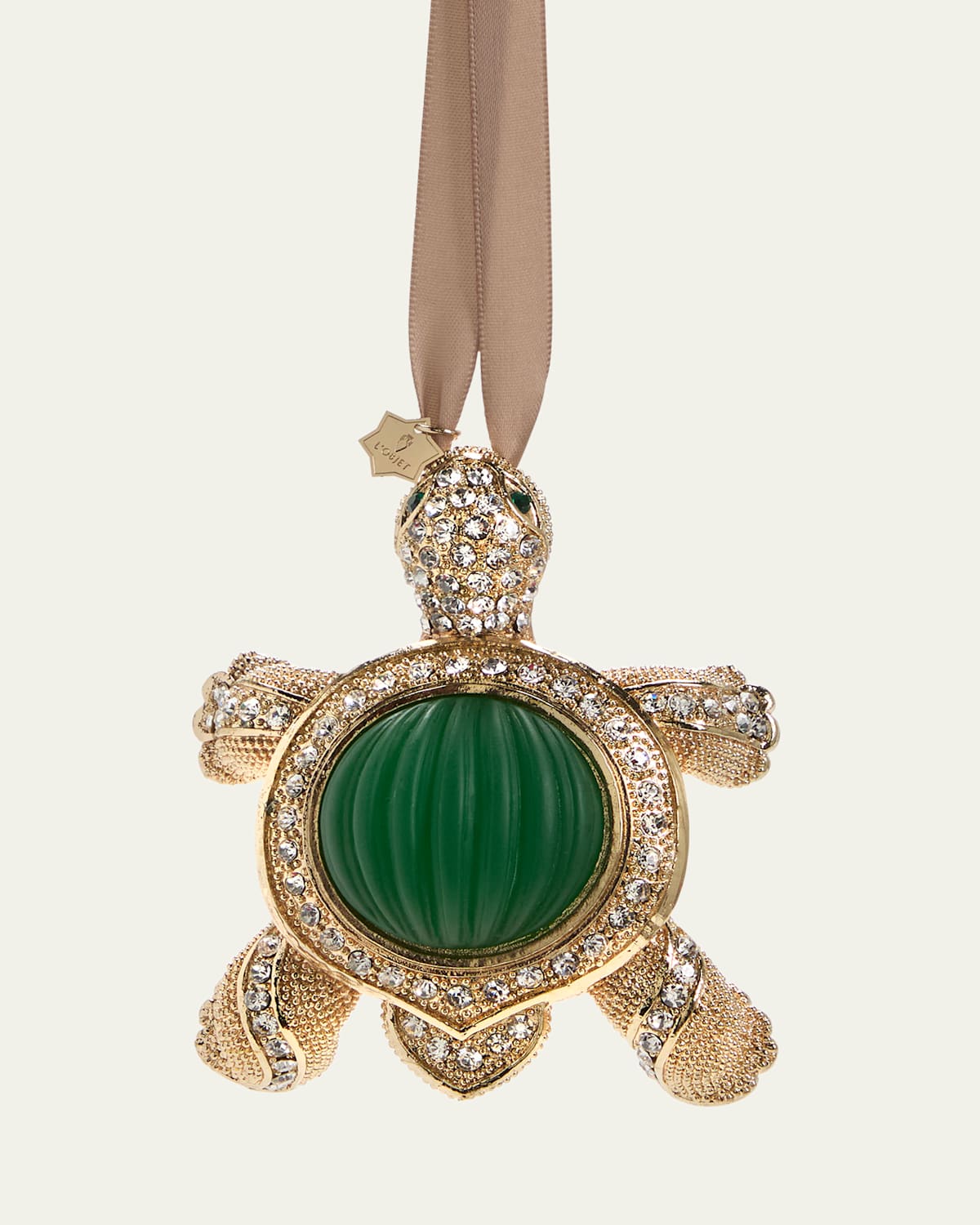 L'objet Crystal-embellished Turtle Christmas Ornament In Green/white