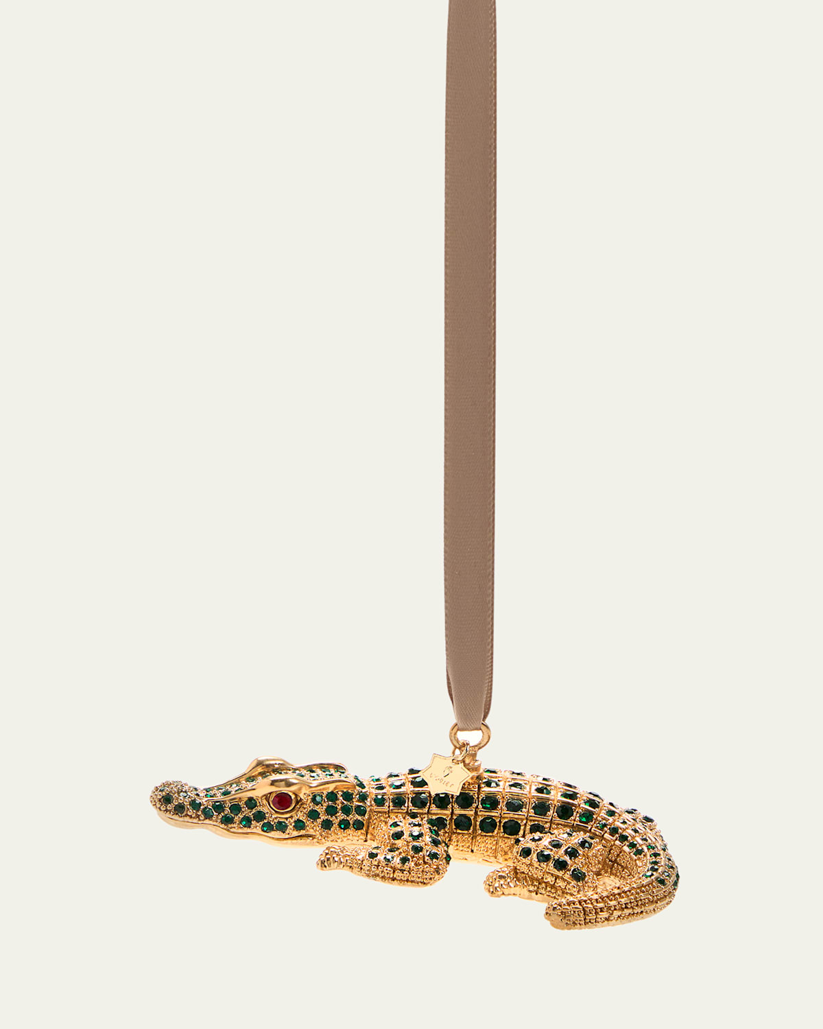 L'objet Crystal-embellished Crocodile Christmas Ornament In Gold (green)