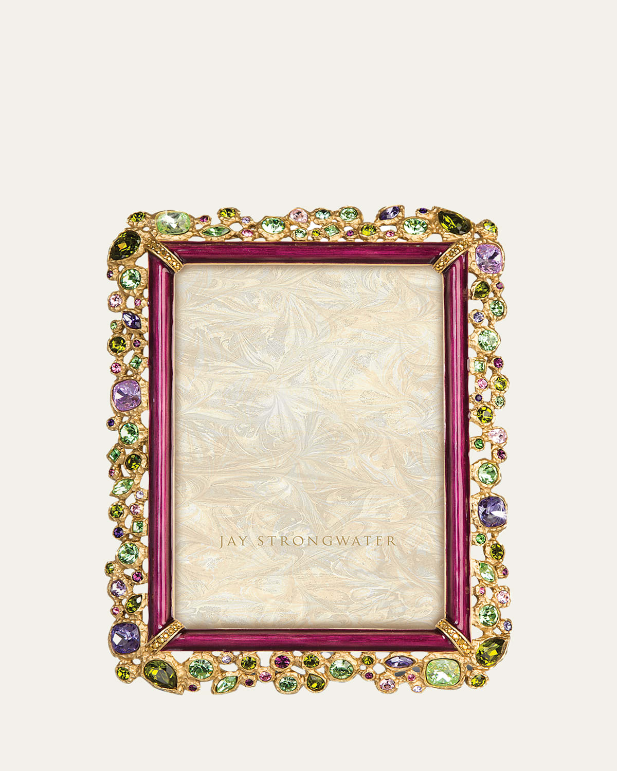 Jay Strongwater Bejeweled Frame, 4" X 6" In Multi Plum