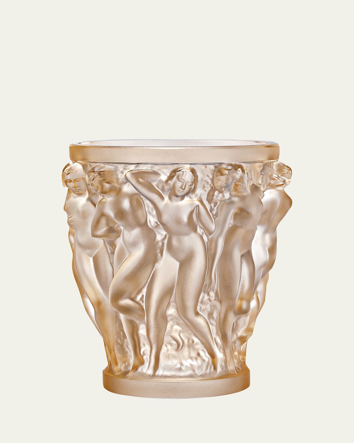 Lalique Bacchantes Small Gold-luster Vase In Gold Luster