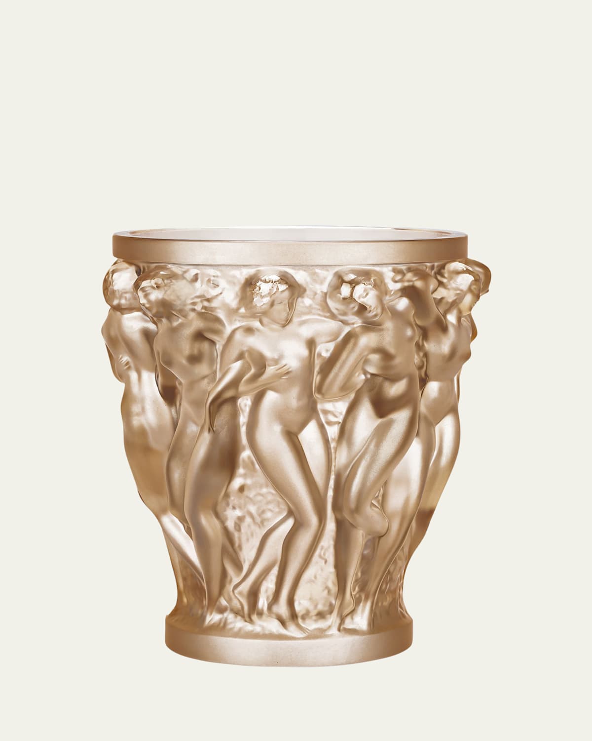 Lalique Bacchantes Gold Luster Vase In Gold Luster