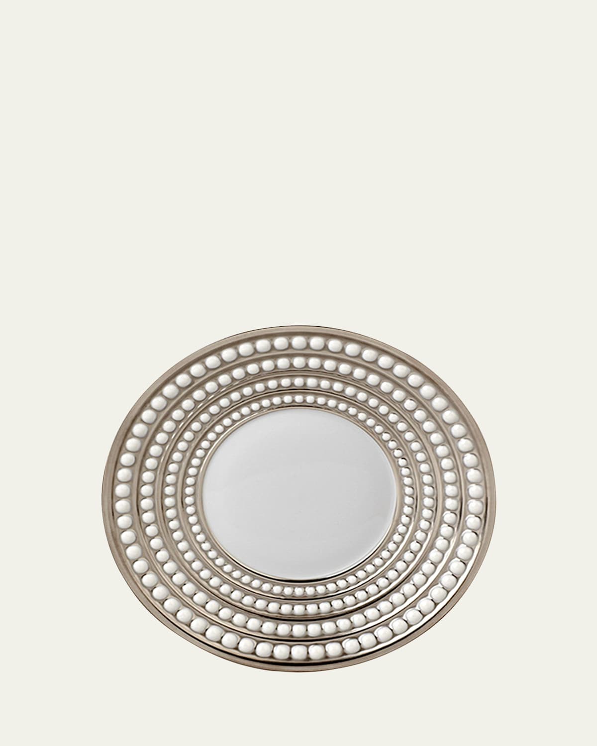 L'objet Perlee Porcelain And Platinum Saucer In Platinum, White