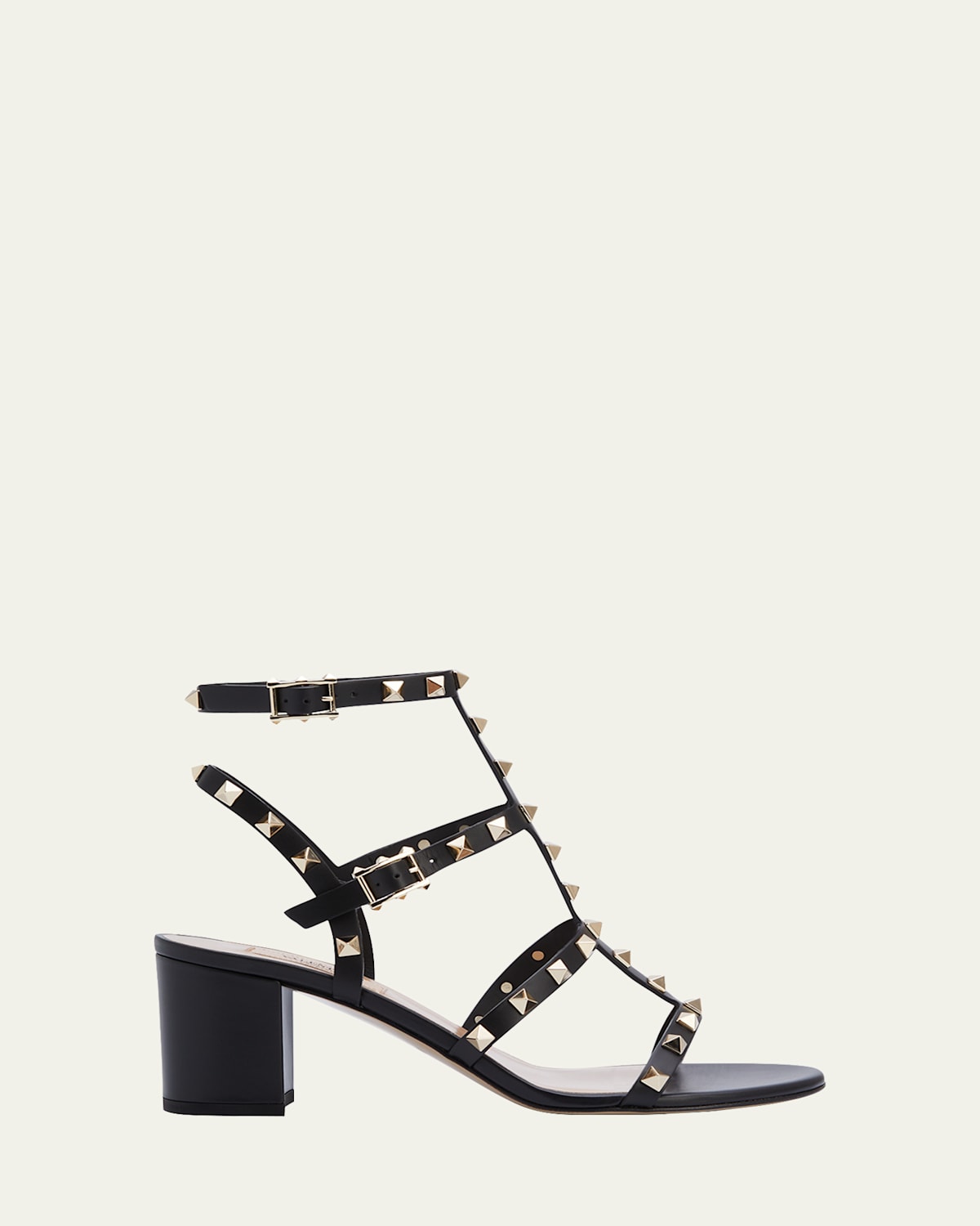 Shop Valentino Rockstud Leather 60mm City Sandals In Nero