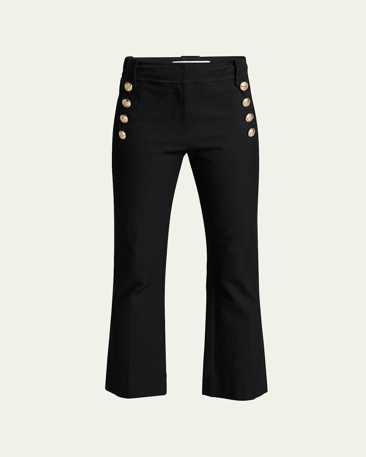 Derek Lam 10 Crosby Robertson Cropped Flare Trousers With Sailor Buttons In Black