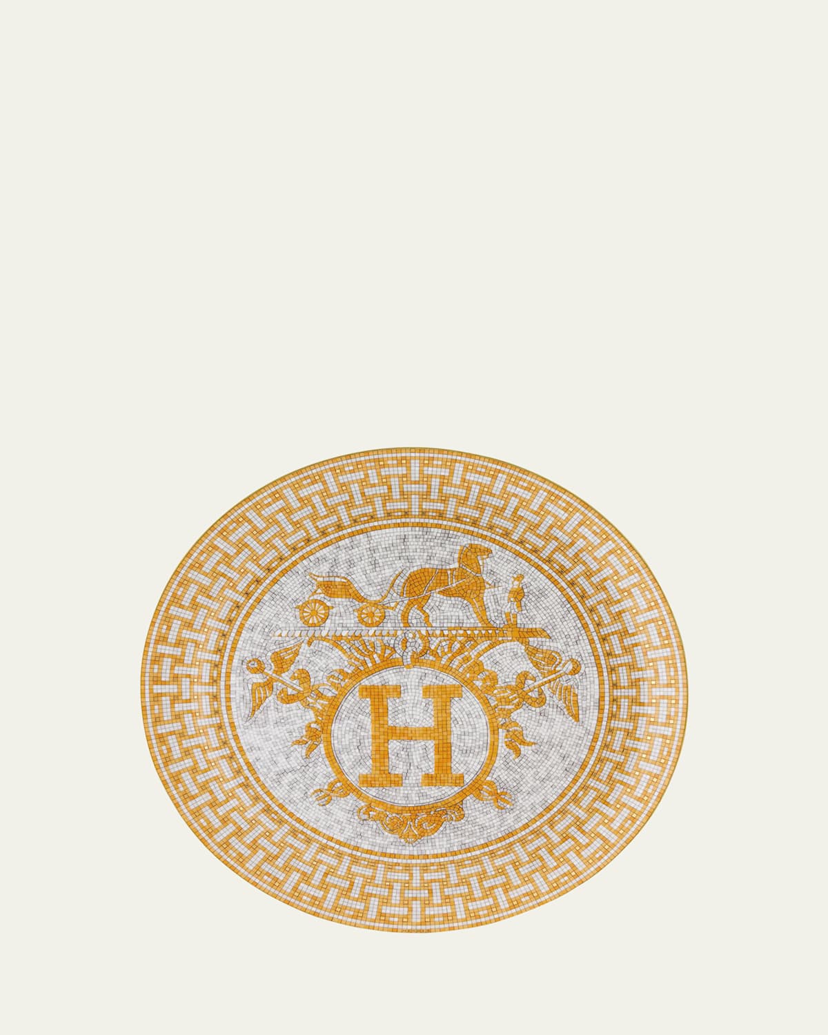 Pre-owned Hermes Mosaique Au 24 Tart Platter In Assorted