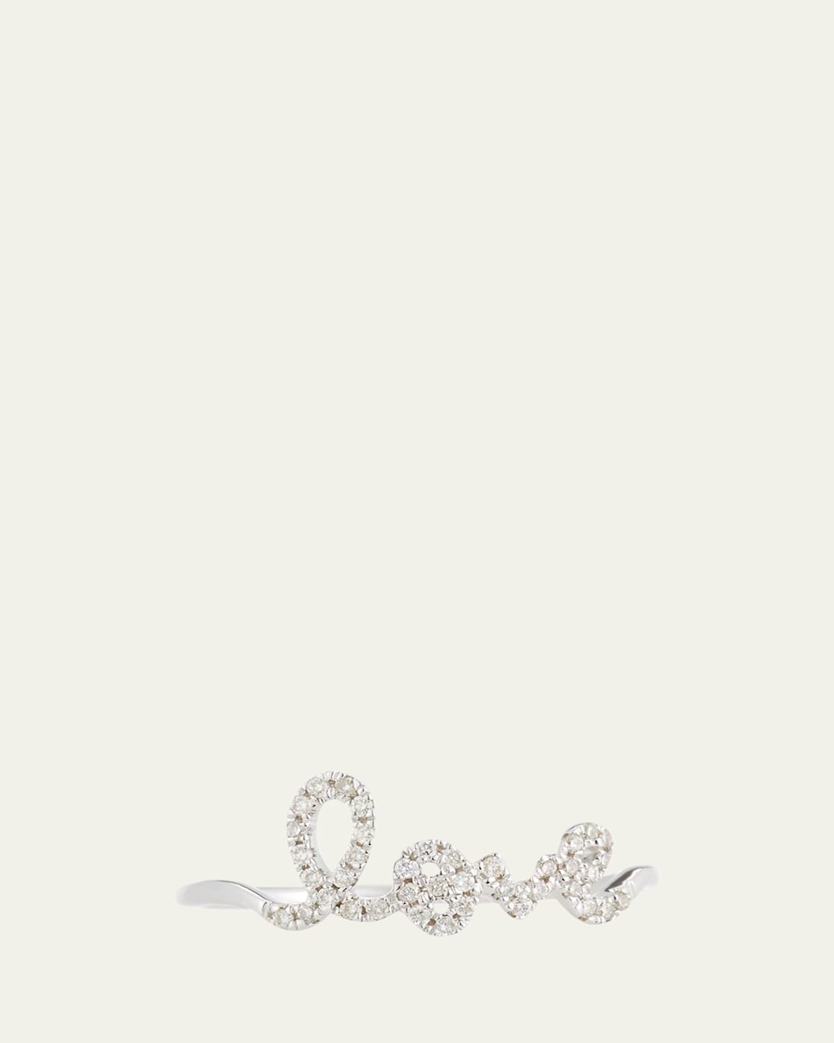 14k White Gold Diamond Love Script Ring, Size 6.5