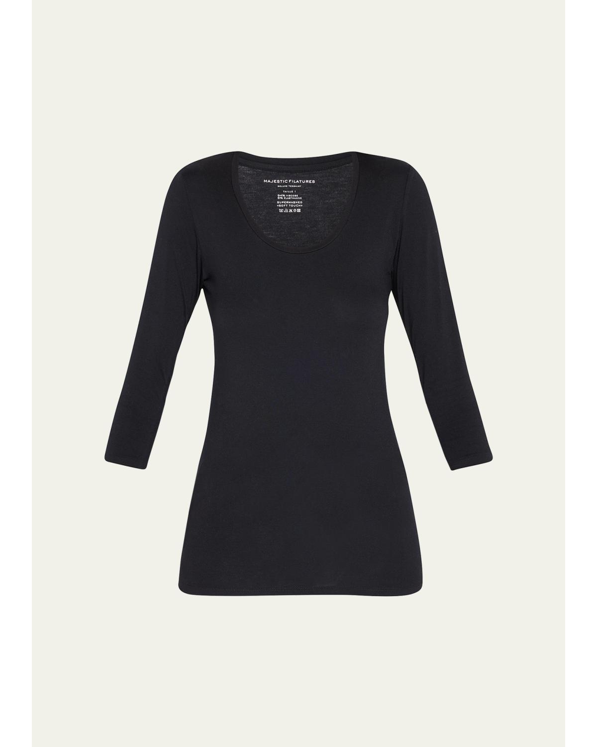 Soft Touch 3/4-Sleeve Scoop-Neck Tee